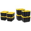 imageIRIS USA 12 Gallon 4 Pack  27 Gallon 4 Pack Heavy Duty Storage Bins with Lids Snap On Lid Stackable Industrial Totes Rugged Tubs Garage Organization Reusable  Total 8 Units  BlackYellow
