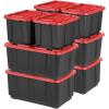 imageIRIS USA 12 Gallon 4 Pack  27 Gallon 4Pack Heavy Duty Storage Bins with Lids Snap On Lid Stackable Industrial Totes Rugged Tubs Garage Organization Reusable  Total 8 Units  BlackRed