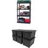 imageIRIS USA 4Tier Large Shelving Unit 36quot W x 18quot D x 56quot H 1 Pack  IRIS USA 19 Gallon HeavyDuty Stackable Storage Totes for Garage and Basement Black 6Pack Bundle