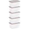 imageIRIS USA Plastic Storage Bin Tote Organizing Container with Latching Lid Stackable and Nestable 58 Qt  5 Pack