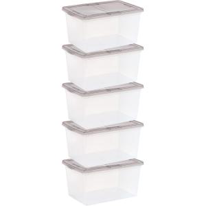 imageIRIS USA Plastic Storage Bin Tote Organizing Container with Latching Lid Stackable and Nestable 58 Qt  5 Pack
