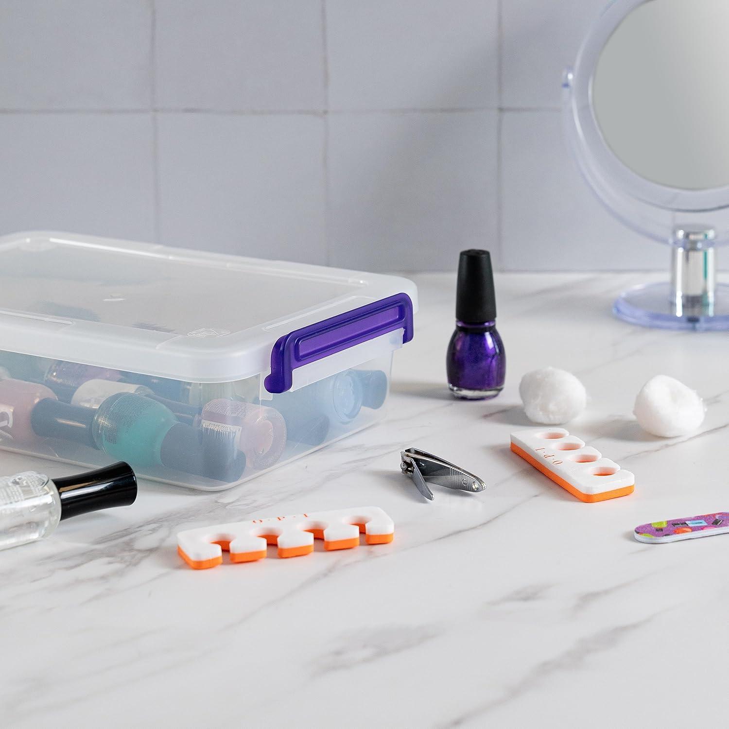 imageIRIS USA 1 Qt Plastic Storage Bins with Lids 2 Pack Craft Storage Container Sensory Bin Organizing Containers for Home Office ampamp Art Supplies Stackable WhiteSTACK  10 PACK