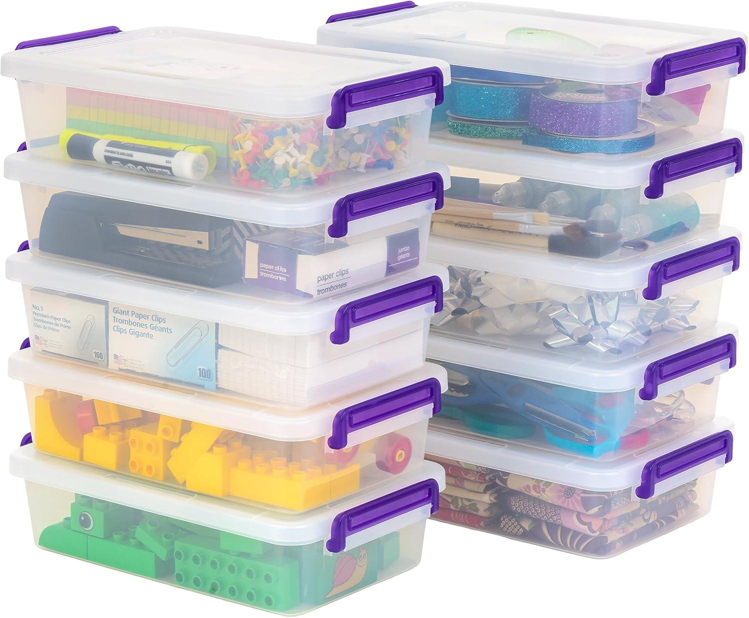 imageIRIS USA 1 Qt Plastic Storage Bins with Lids 2 Pack Craft Storage Container Sensory Bin Organizing Containers for Home Office ampamp Art Supplies Stackable WhiteSTACK  10 PACK