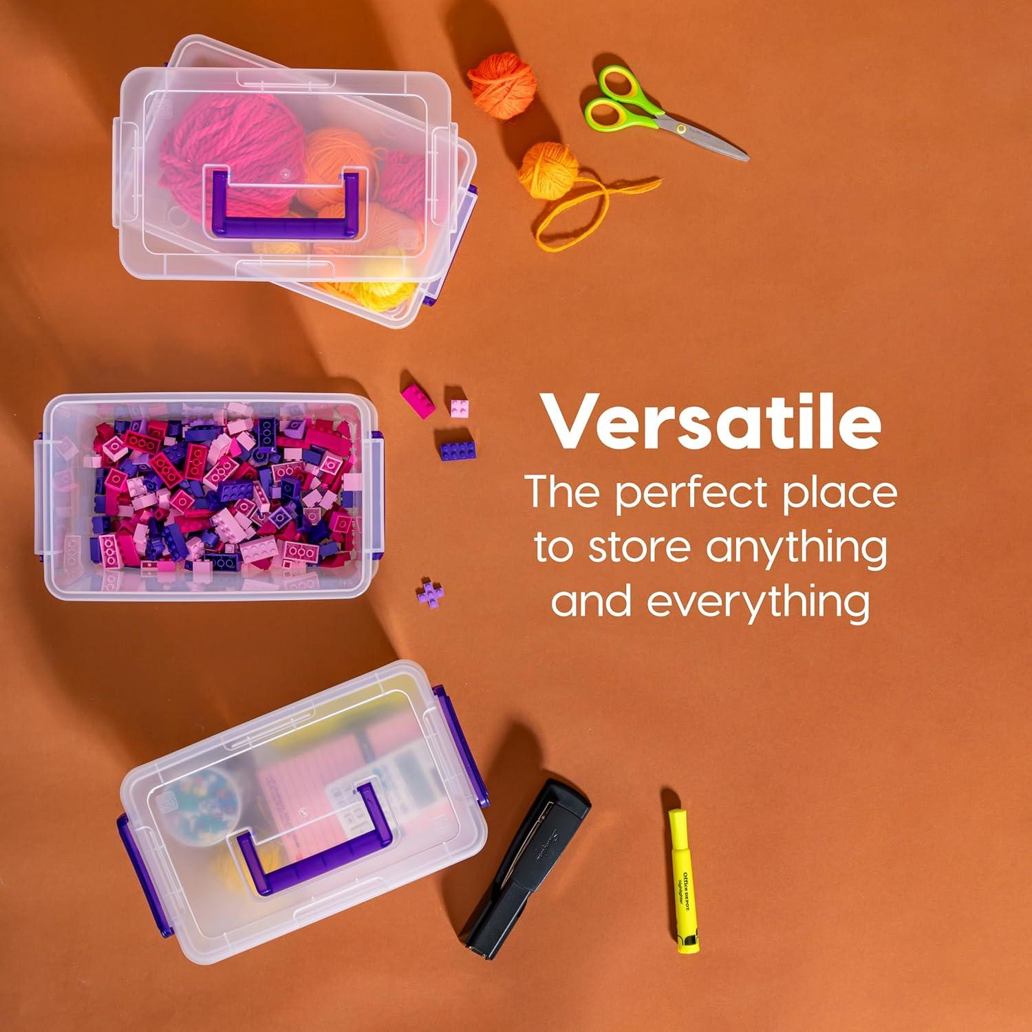 imageIRIS USA 1 Qt Plastic Storage Bins with Lids 2 Pack Craft Storage Container Sensory Bin Organizing Containers for Home Office ampamp Art Supplies Stackable WhiteSTACK  CARRY  6 PACK