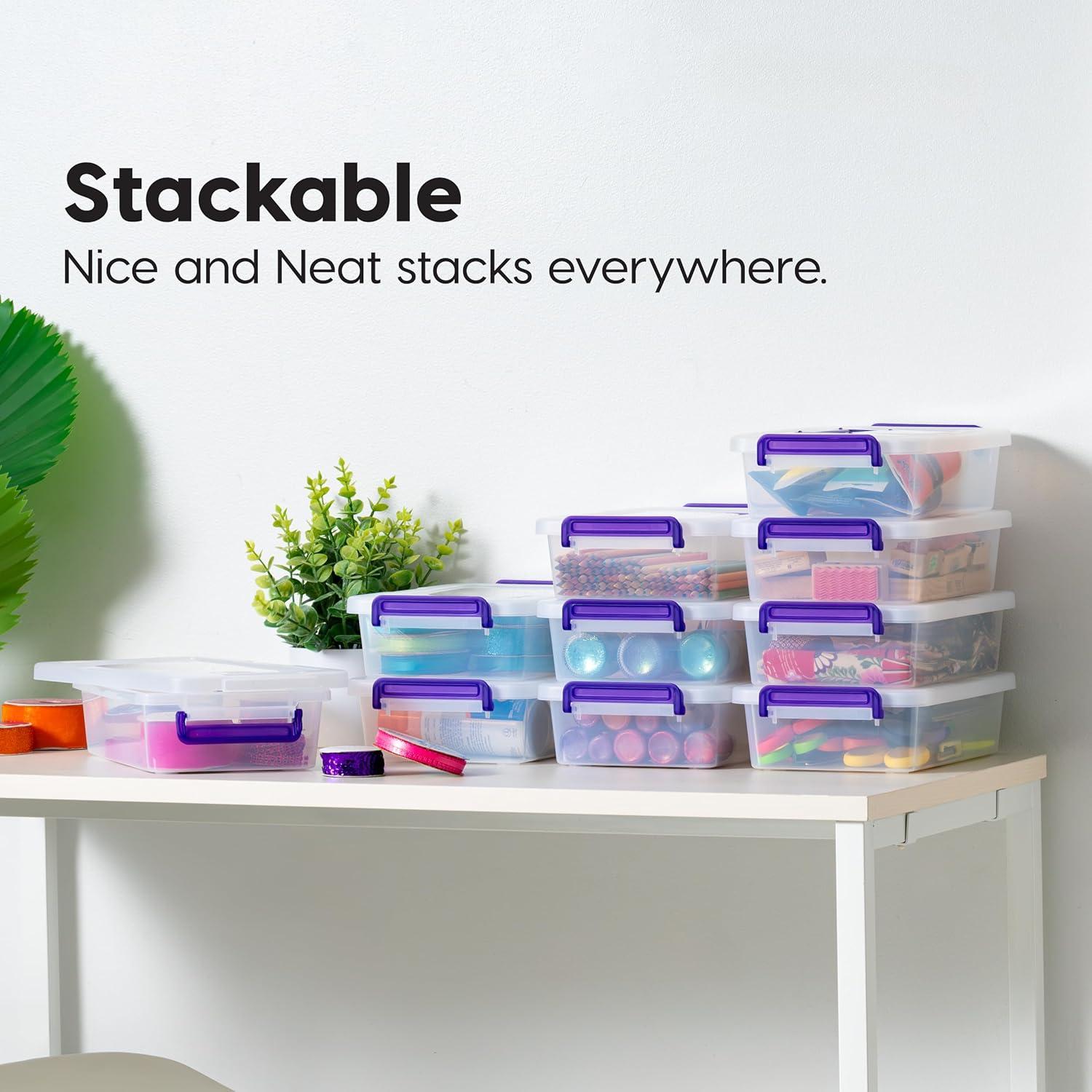 imageIRIS USA 1 Qt Plastic Storage Bins with Lids 2 Pack Craft Storage Container Sensory Bin Organizing Containers for Home Office ampamp Art Supplies Stackable WhiteSTACK  10 PACK