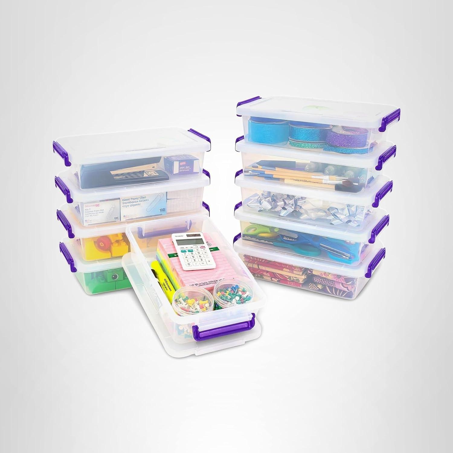 imageIRIS USA 1 Qt Plastic Storage Bins with Lids 2 Pack Craft Storage Container Sensory Bin Organizing Containers for Home Office ampamp Art Supplies Stackable WhiteSTACK  10 PACK