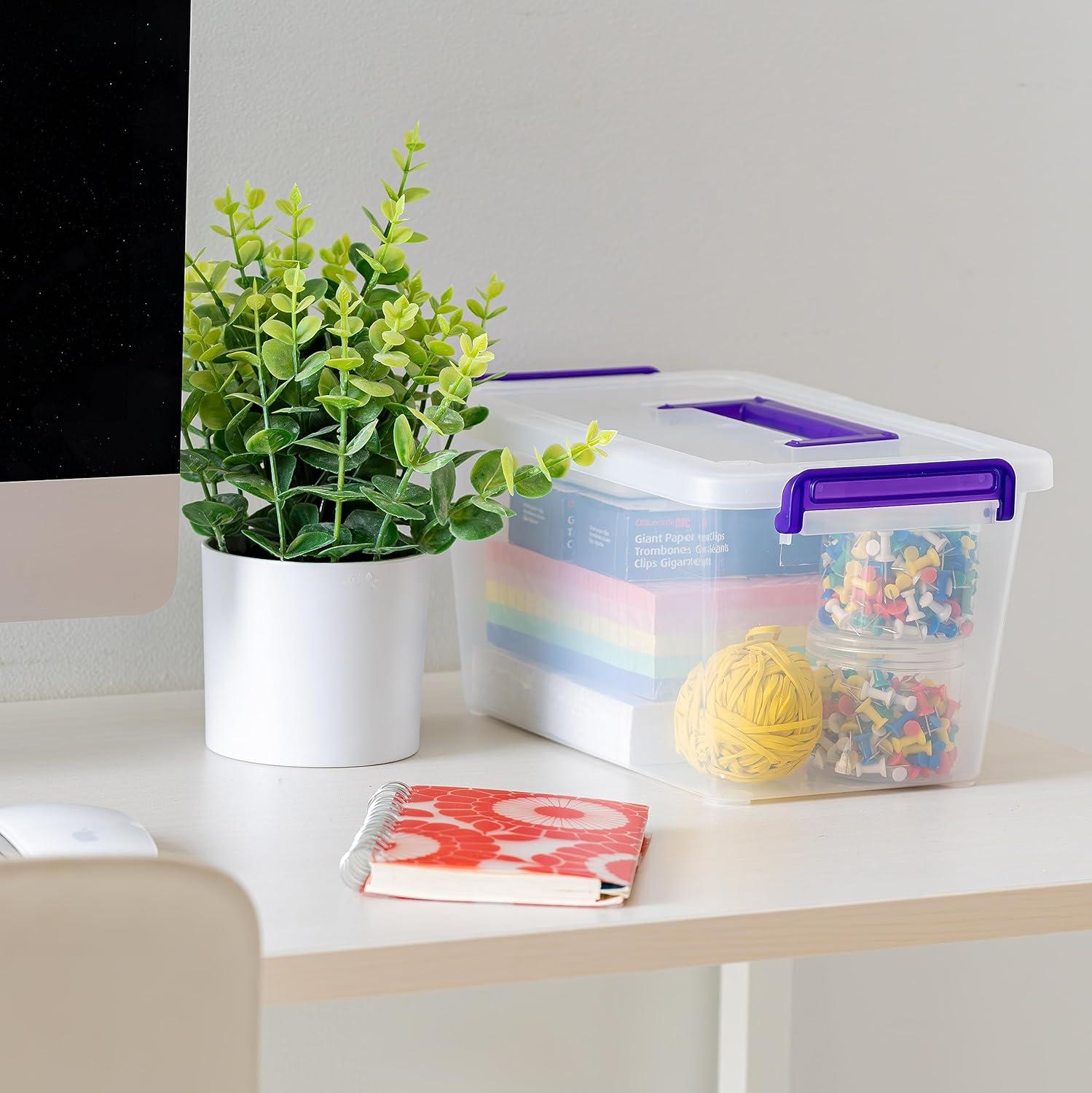 imageIRIS USA 1 Qt Plastic Storage Bins with Lids 2 Pack Craft Storage Container Sensory Bin Organizing Containers for Home Office ampamp Art Supplies Stackable WhiteSTACK  CARRY  6 PACK