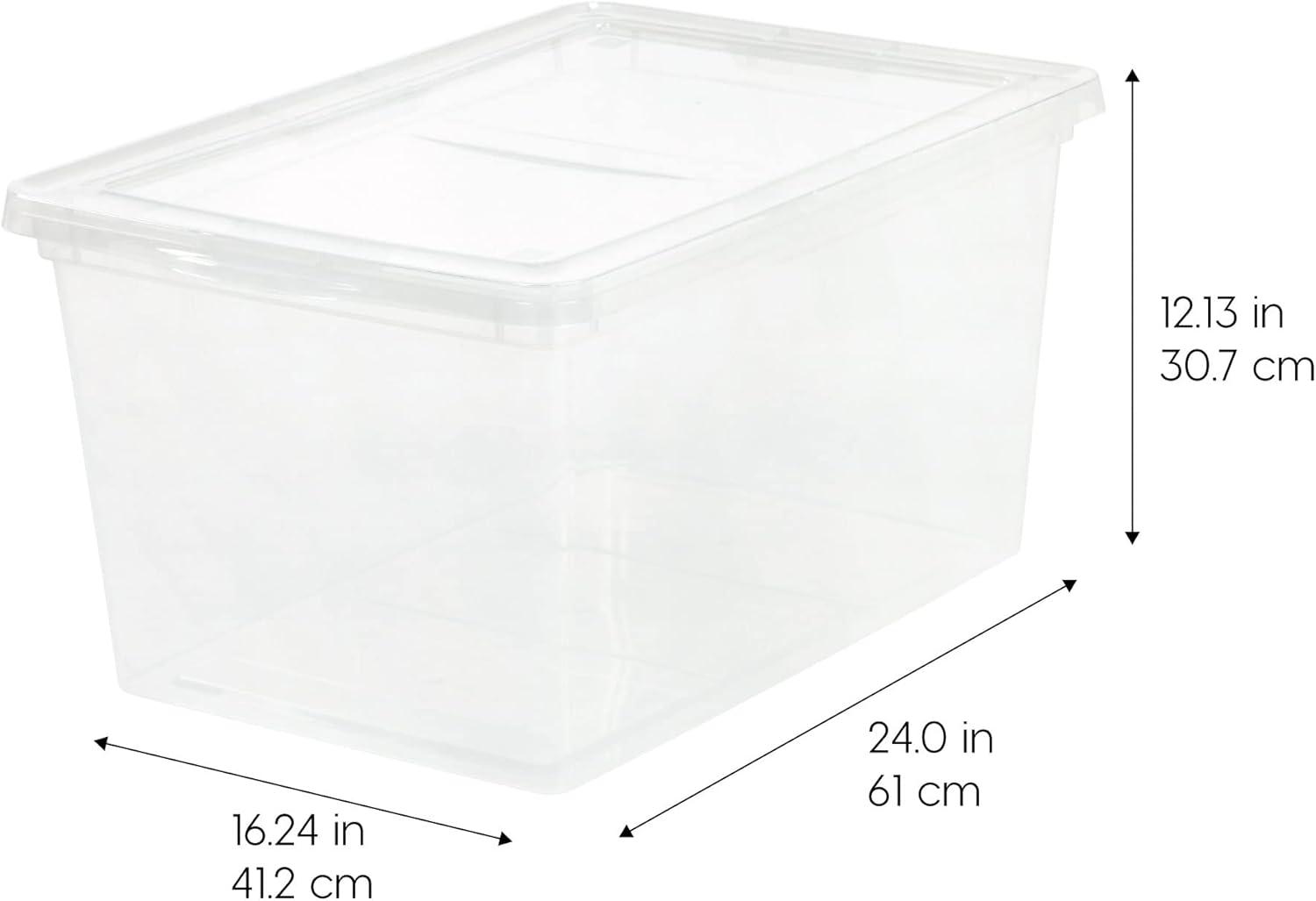 imageIRIS USA 4Pack Storage Bins with Lids 58 Quart Clear Stackable Containers Box Organize Shoes Closet Shelves Clothes Blankets Towels  BPAFree Plastic