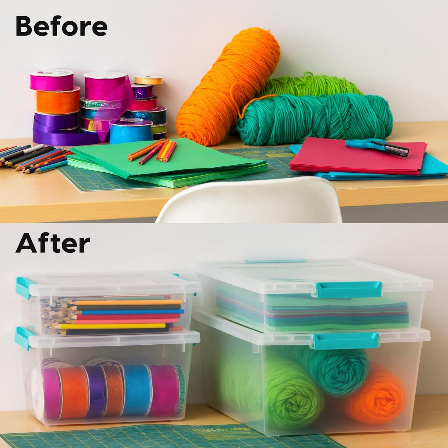 imageIRIS USA 6 Qt Plastic Storage Bins Containers with Lids 3 Pack Small Sensory Bin Craft Storage Craft Organizers ampamp Storage Organizing Container for Home Office ampamp Art Supplies Stackable Clear6 Qt  3 Pack