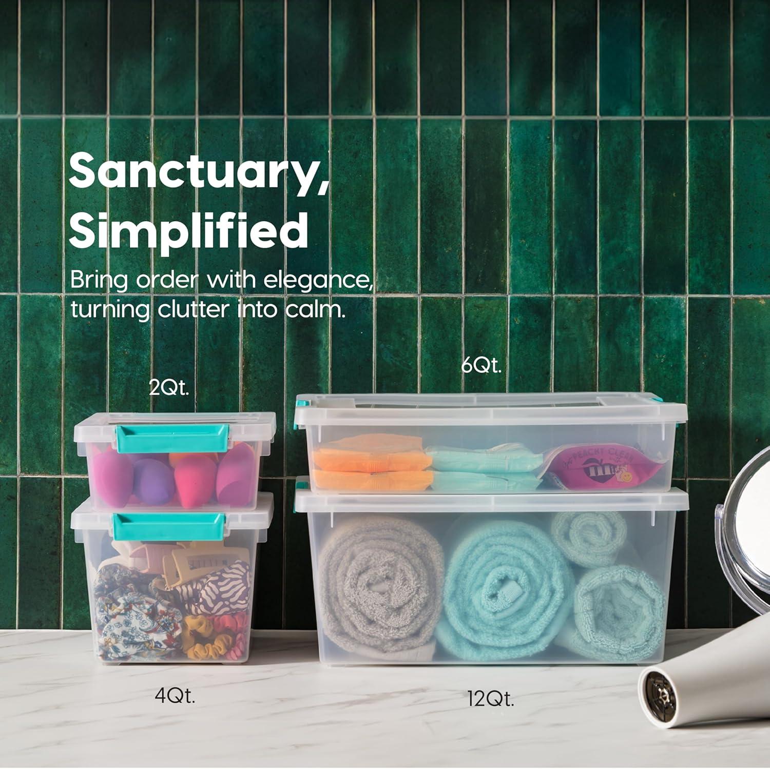 imageIRIS USA 6 Qt Plastic Storage Bins Containers with Lids 3 Pack Small Sensory Bin Craft Storage Craft Organizers ampamp Storage Organizing Container for Home Office ampamp Art Supplies Stackable Clear6 Qt  3 Pack