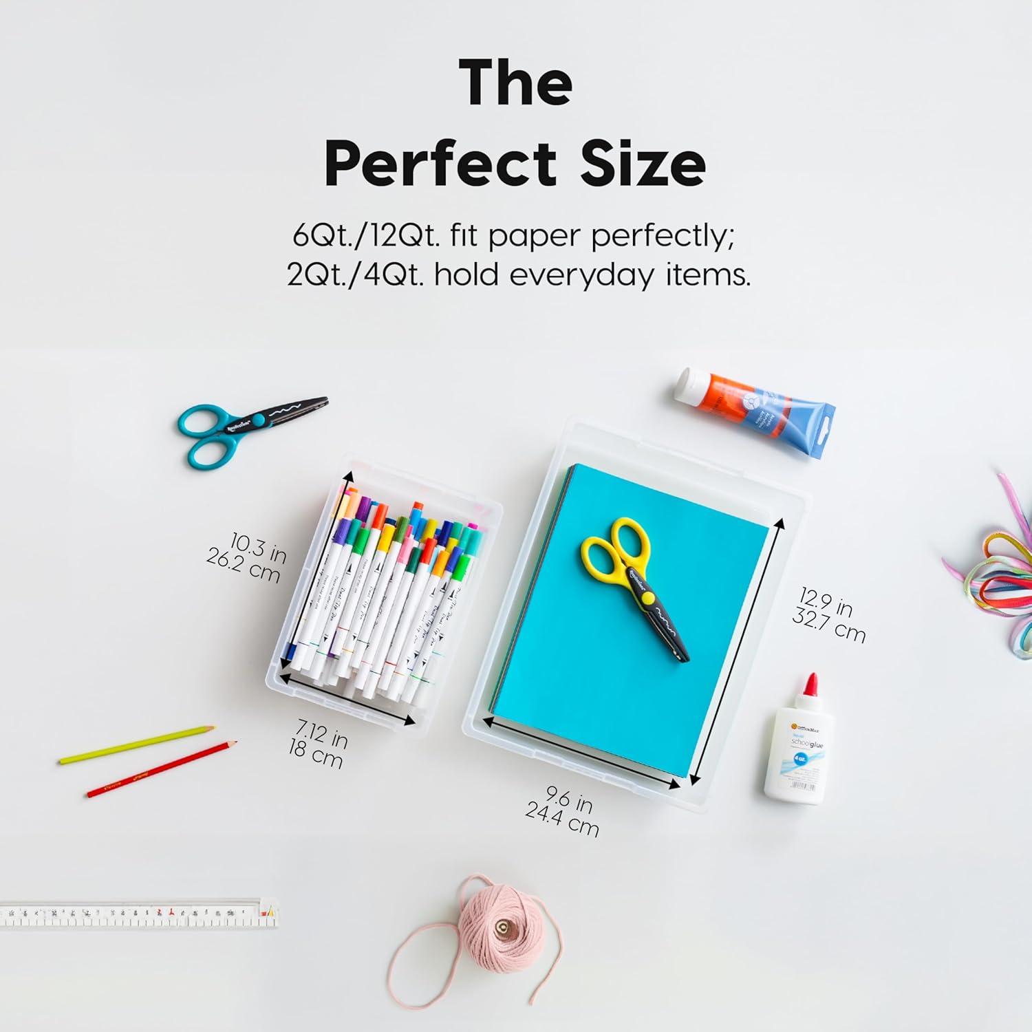 imageIRIS USA 6 Qt Plastic Storage Bins Containers with Lids 3 Pack Small Sensory Bin Craft Storage Craft Organizers ampamp Storage Organizing Container for Home Office ampamp Art Supplies Stackable Clear6 Qt  3 Pack