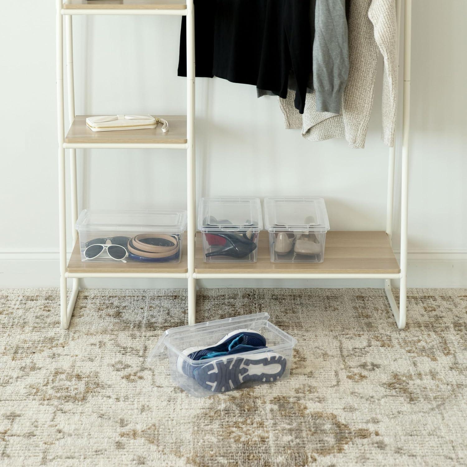 imageIRIS USA 6Pack Storage Bins with Lids 6 Quart  Crystal Clear Shoe Boxes Stackable Containers Organize Shoes Closet Shelves Teacher Tools Classroom Organization Game  BPAFree Plastic6 Qt  6 Pack