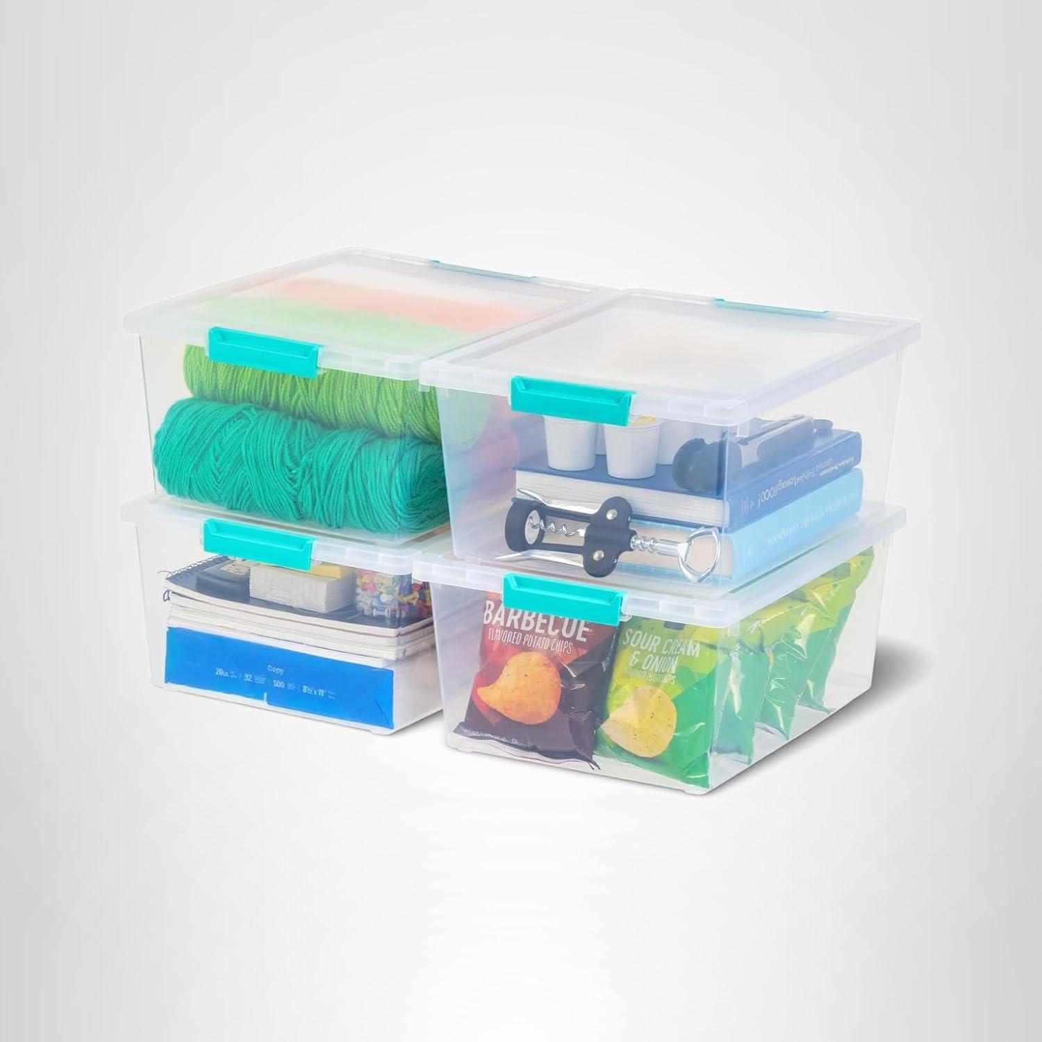 imageIRIS USA 6Pack Storage Bins with Lids 6 Quart  Crystal Clear Shoe Boxes Stackable Containers Organize Shoes Closet Shelves Teacher Tools Classroom Organization Game  BPAFree Plastic12 Qt  4 Pack