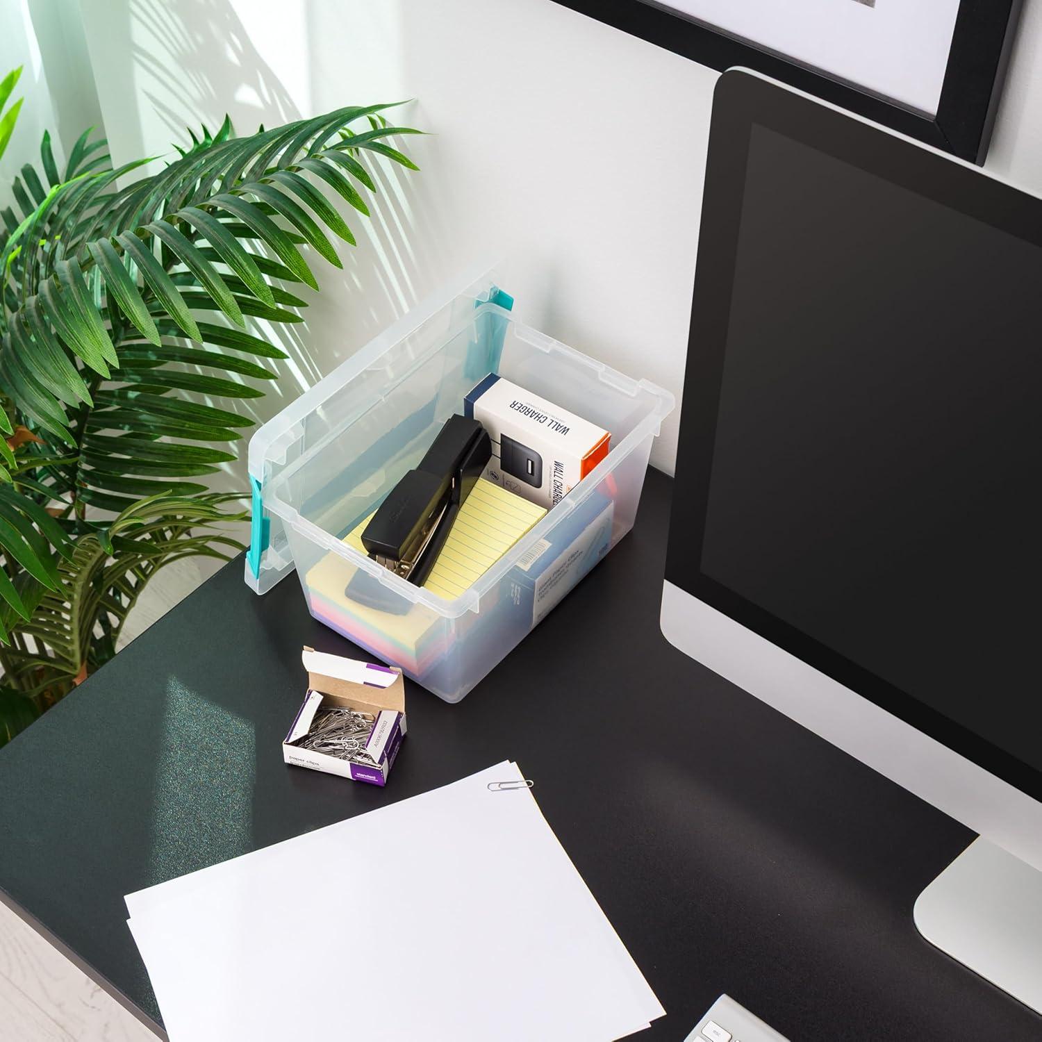 imageIRIS USA 6Pack Storage Bins with Lids 6 Quart  Crystal Clear Shoe Boxes Stackable Containers Organize Shoes Closet Shelves Teacher Tools Classroom Organization Game  BPAFree Plastic4 Qt  6 Pack