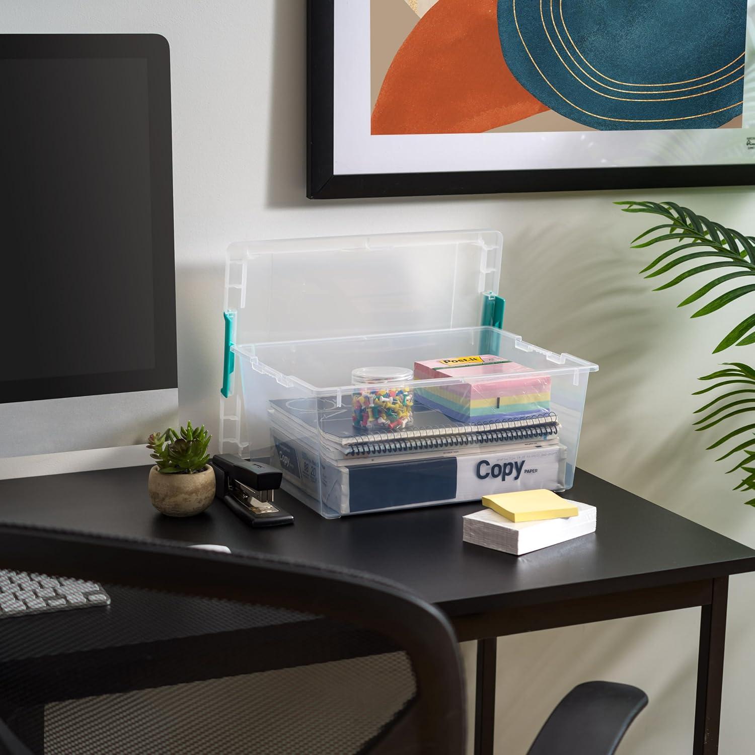 imageIRIS USA 6Pack Storage Bins with Lids 6 Quart  Crystal Clear Shoe Boxes Stackable Containers Organize Shoes Closet Shelves Teacher Tools Classroom Organization Game  BPAFree Plastic12 Qt  4 Pack