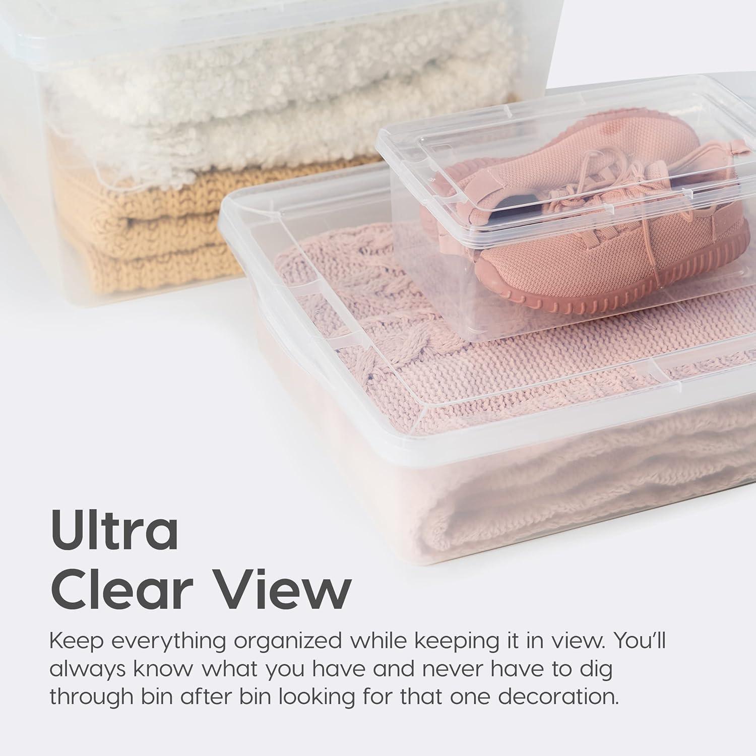 imageIRIS USA 6Pack Storage Bins with Lids 6 Quart  Crystal Clear Shoe Boxes Stackable Containers Organize Shoes Closet Shelves Teacher Tools Classroom Organization Game  BPAFree Plastic6 Qt  6 Pack