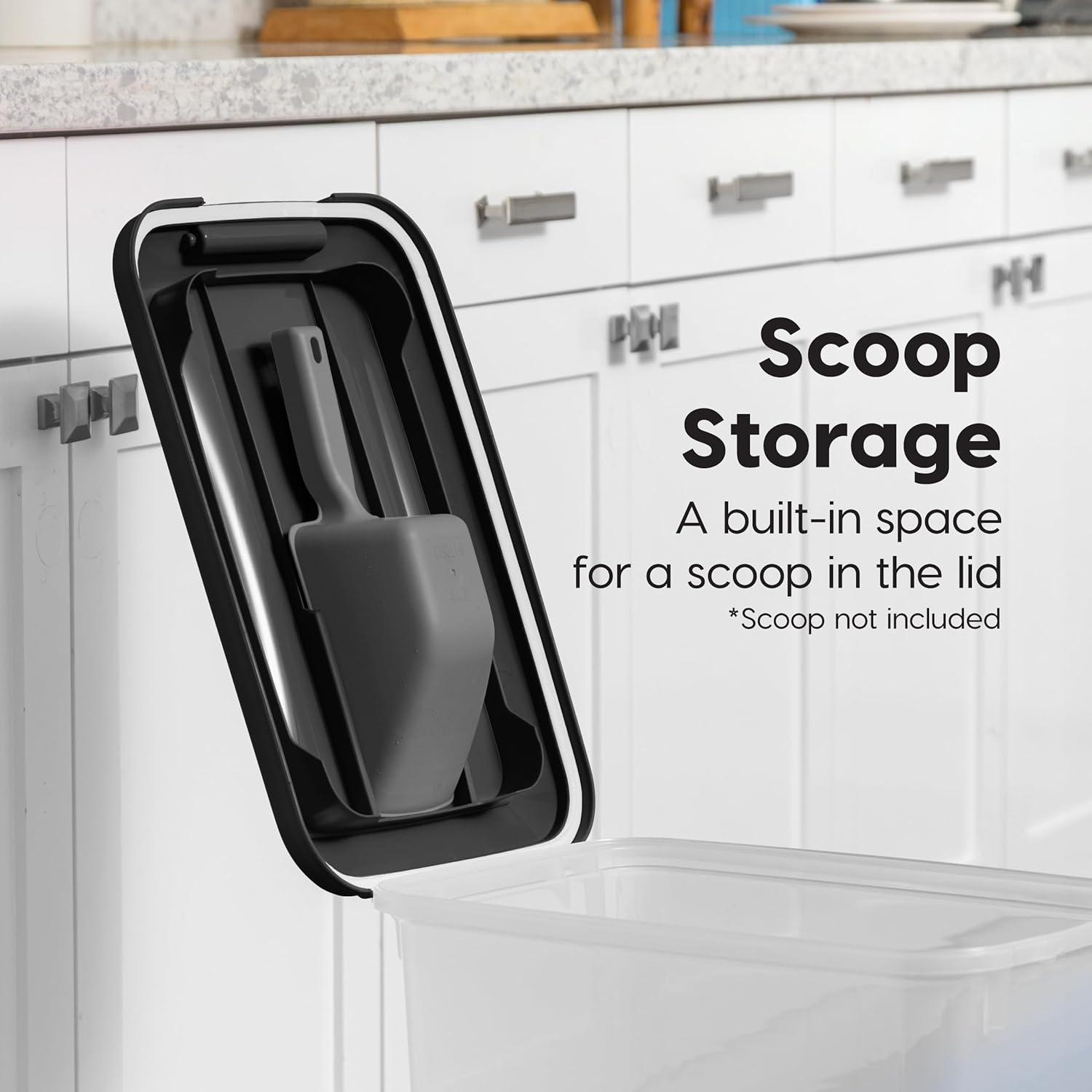 imageIRIS USA Airtight Dog Food Storage Container Up to 54 lbs Attachable Wheels For Dog Cat Bird and Other Pet Food Storage Bin Keep Fresh Translucent Body Easy Mobility 2 Pack BlackBlack