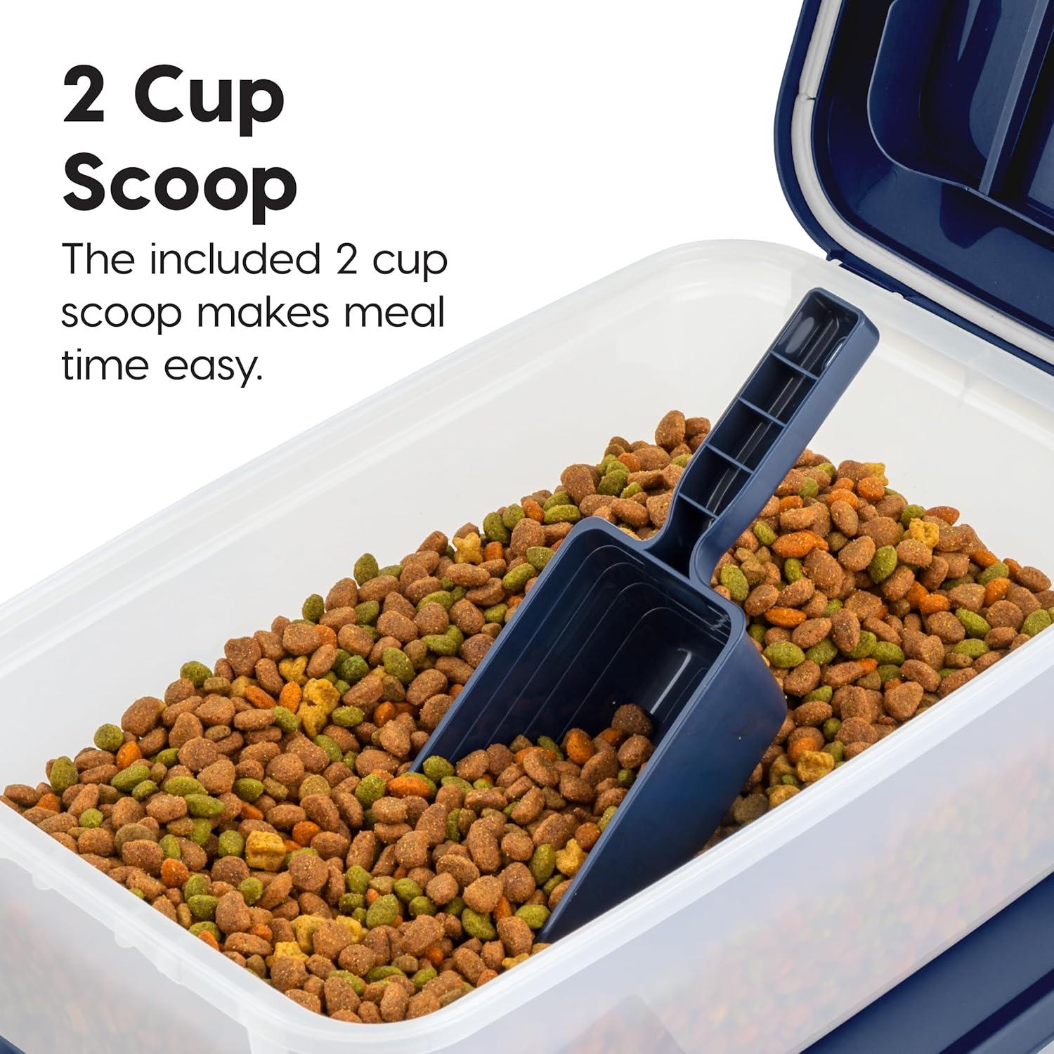 imageIRIS USA Airtight Dog Food Storage Container Up to 54 lbs Attachable Wheels For Dog Cat Bird and Other Pet Food Storage Bin Keep Fresh Translucent Body Easy Mobility 2 Pack BlackNavy