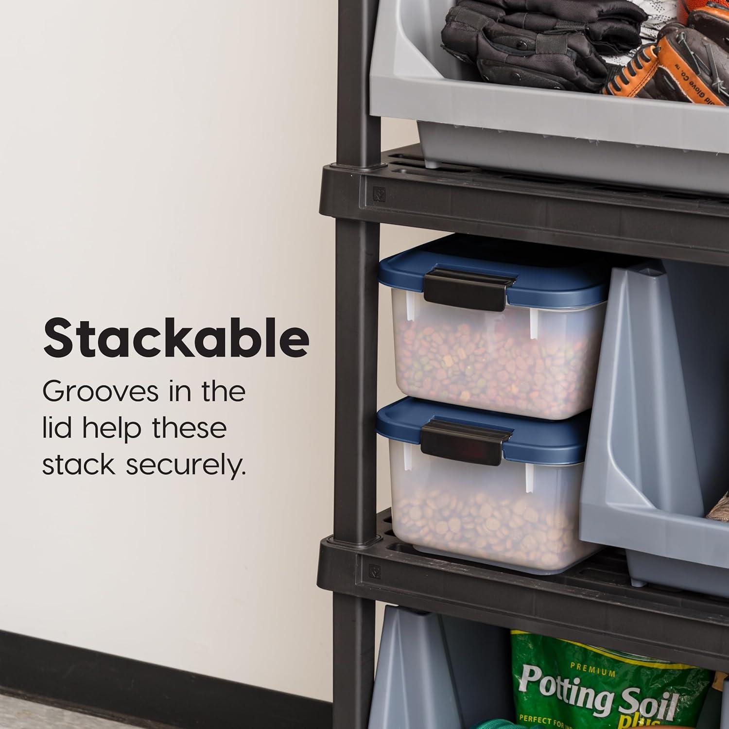 imageIRIS USA Airtight Dog Food Storage Container Up to 54 lbs Attachable Wheels For Dog Cat Bird and Other Pet Food Storage Bin Keep Fresh Translucent Body Easy Mobility 2 Pack BlackNavy