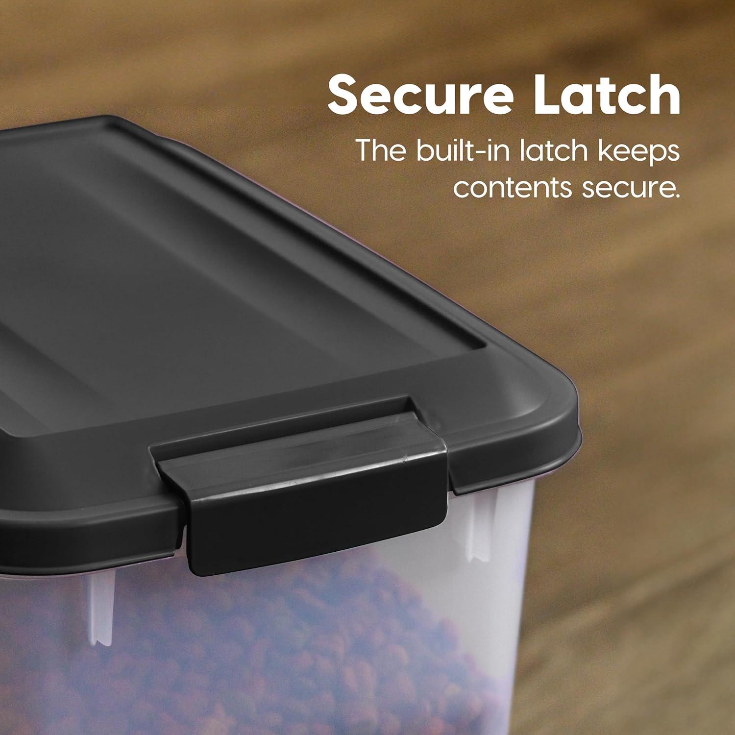 imageIRIS USA Airtight Dog Food Storage Container Up to 54 lbs Attachable Wheels For Dog Cat Bird and Other Pet Food Storage Bin Keep Fresh Translucent Body Easy Mobility 2 Pack BlackBlack