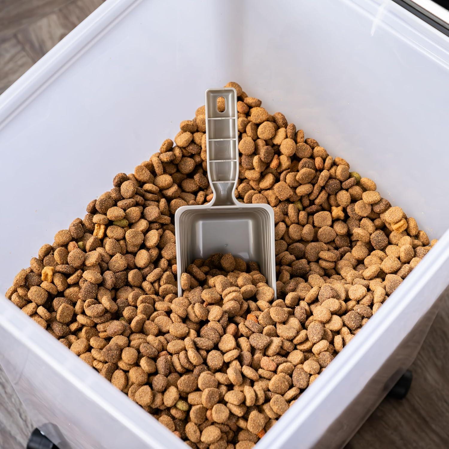 imageIRIS USA Airtight Dog Food Storage Container Up to 54 lbs Attachable Wheels For Dog Cat Bird and Other Pet Food Storage Bin Keep Fresh Translucent Body Easy Mobility 2 Pack BlackBlack