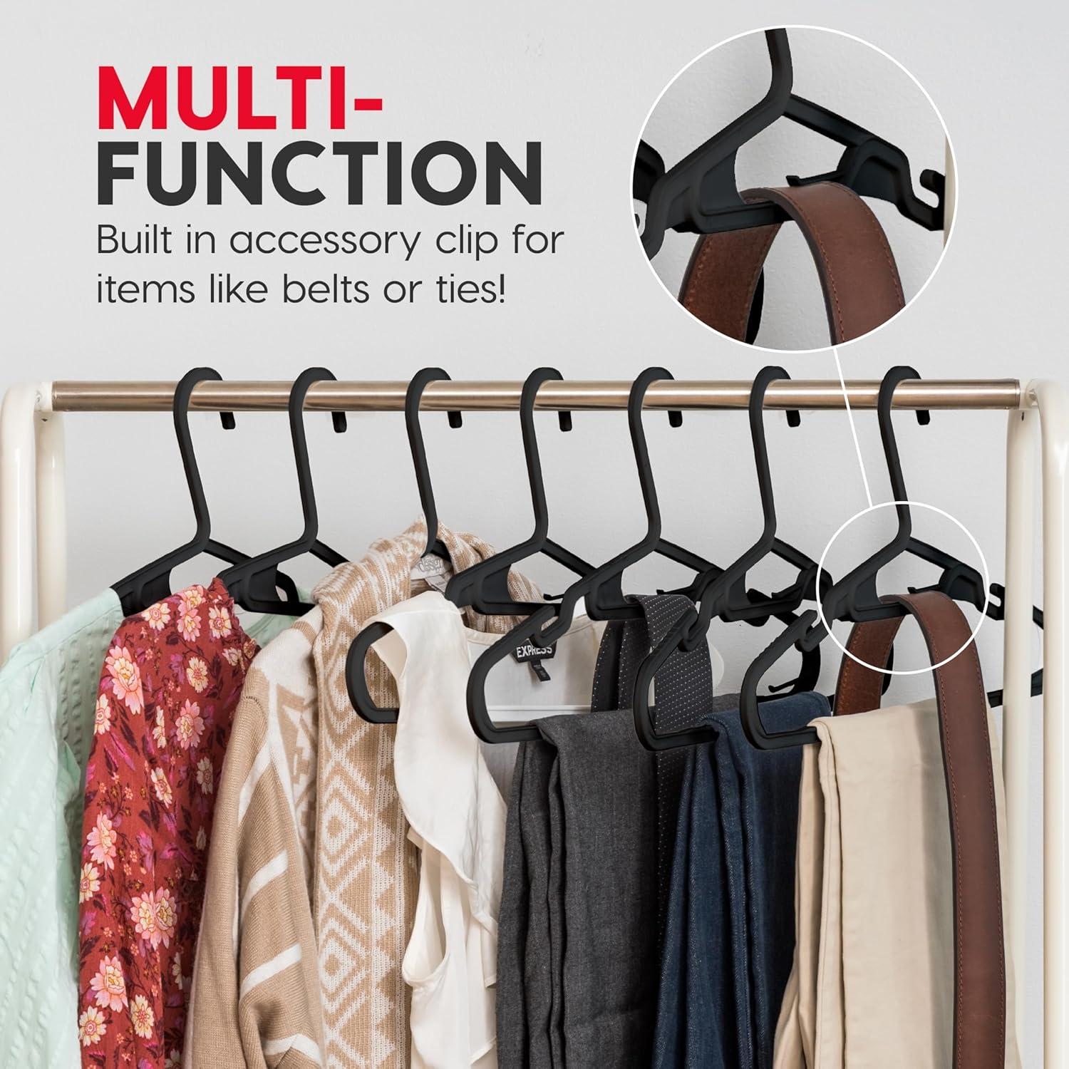 imageIRIS USA Extra Small Hangers 50 Pack 1187quot W x 675quot H Clothes Hangers with Shoulder Grooves S Shaped Design for Shirt Dress Durable Flexible Space Saving Laundry Room Closet Organizer BlackBlack