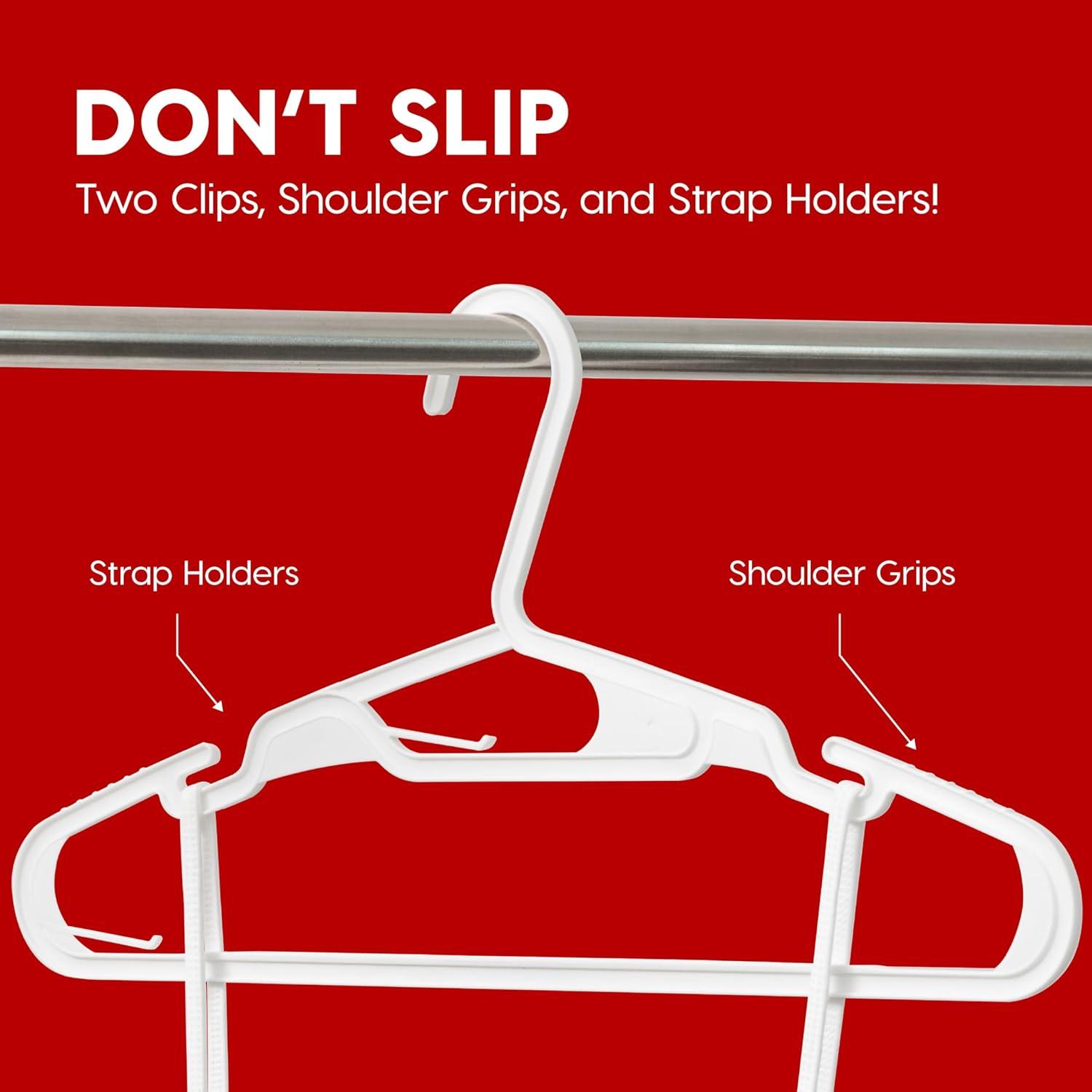 imageIRIS USA Extra Small Hangers 50 Pack 1187quot W x 675quot H Clothes Hangers with Shoulder Grooves S Shaped Design for Shirt Dress Durable Flexible Space Saving Laundry Room Closet Organizer BlackWhite