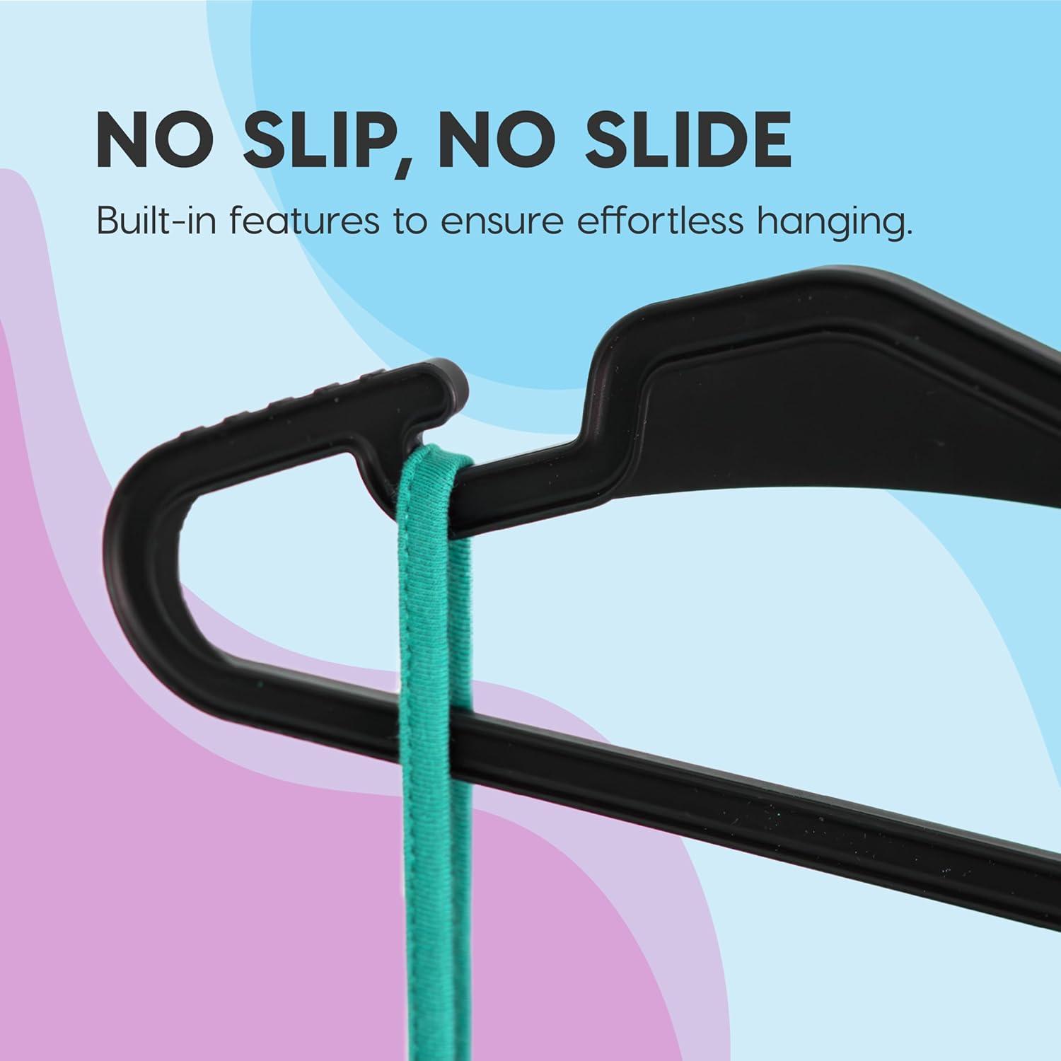 imageIRIS USA Extra Small Hangers 50 Pack 1187quot W x 675quot H Clothes Hangers with Shoulder Grooves S Shaped Design for Shirt Dress Durable Flexible Space Saving Laundry Room Closet Organizer BlackBlack