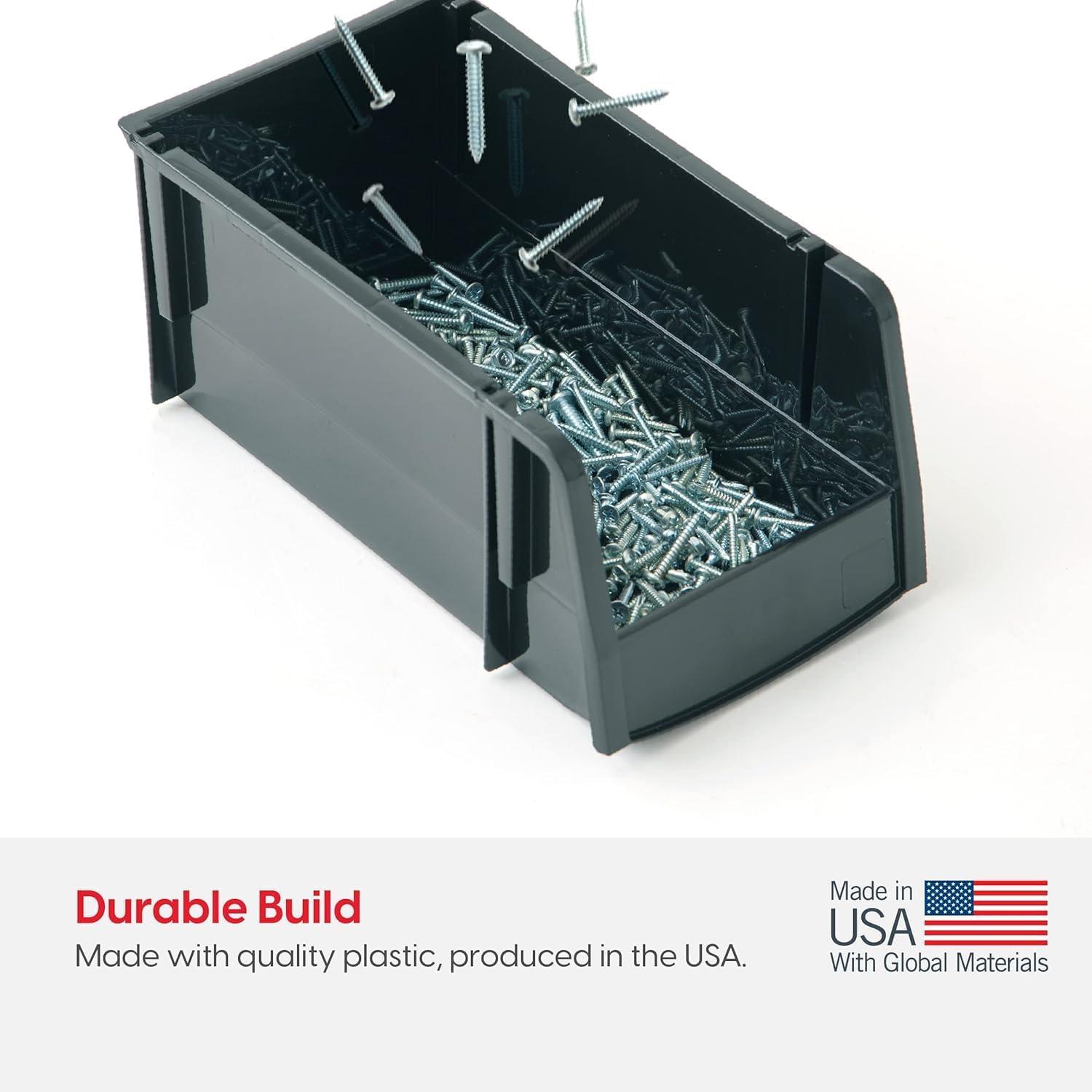 imageIRIS USA Extra Small Stackable Storage Bins 15Pack 55 x 45 x 3 inch Made in USA Plastic Open Front Shelf Bin for Organizing Parts Hardware Tools Supplies Garage Shelf Pantry  BlackMedium