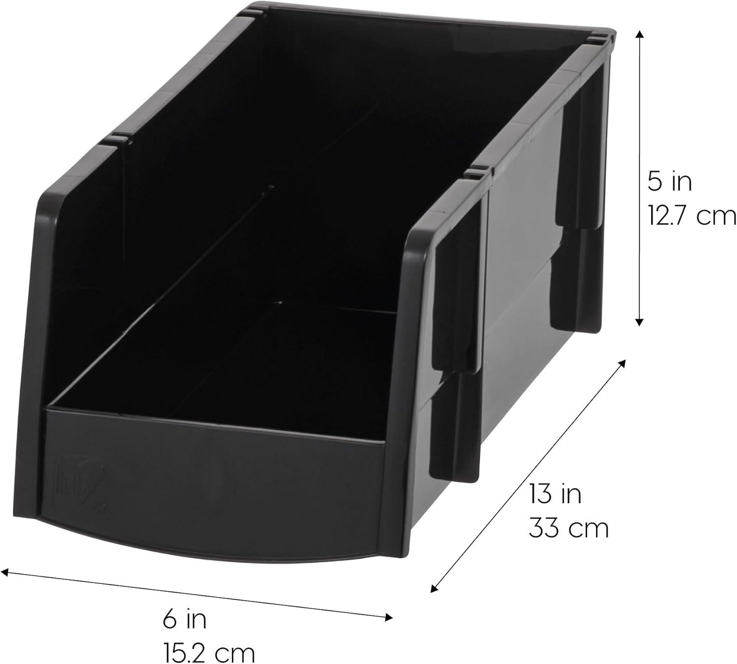 imageIRIS USA Extra Small Stackable Storage Bins 15Pack 55 x 45 x 3 inch Made in USA Plastic Open Front Shelf Bin for Organizing Parts Hardware Tools Supplies Garage Shelf Pantry  BlackLarge