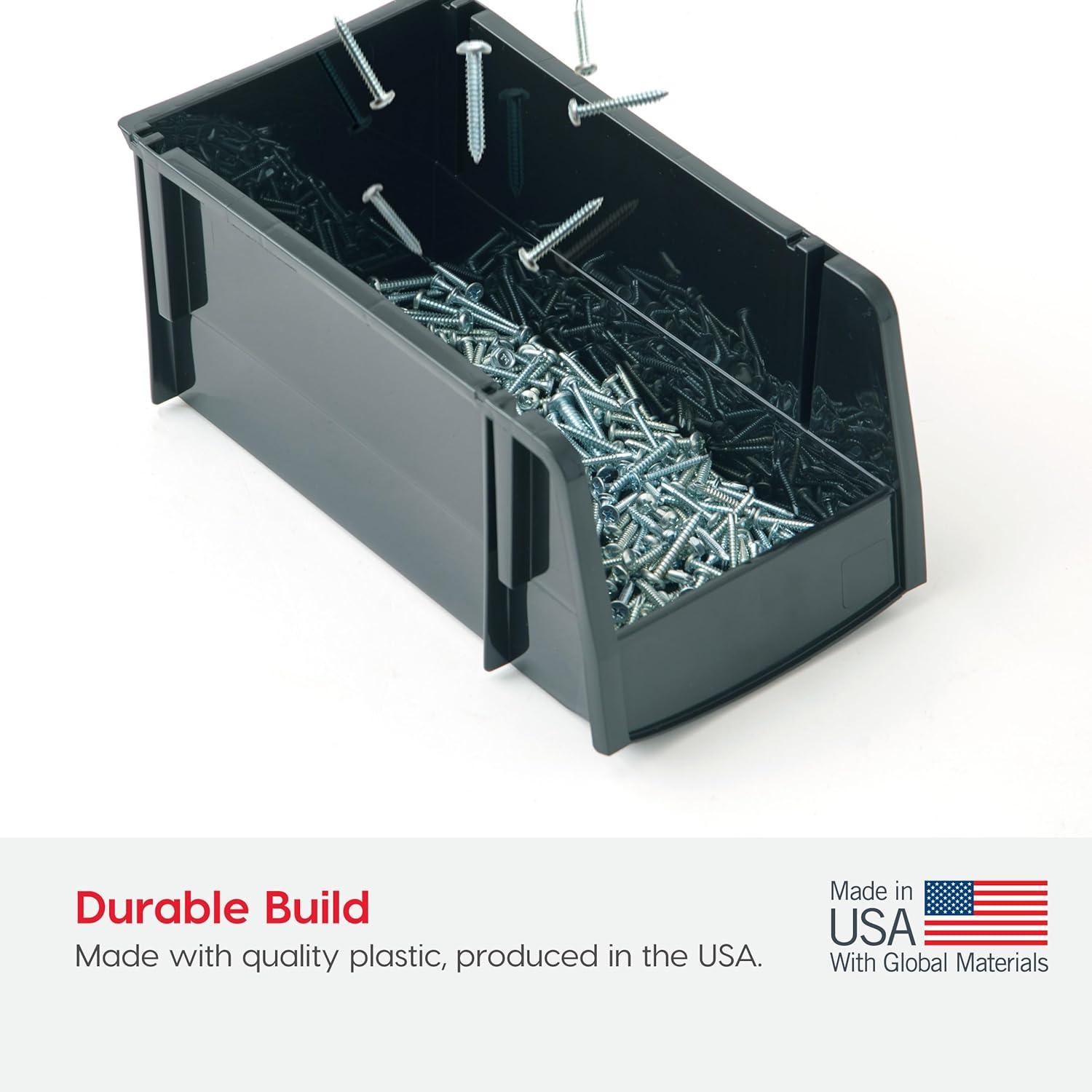 imageIRIS USA Extra Small Stackable Storage Bins 15Pack 55 x 45 x 3 inch Made in USA Plastic Open Front Shelf Bin for Organizing Parts Hardware Tools Supplies Garage Shelf Pantry  BlackExtra Small