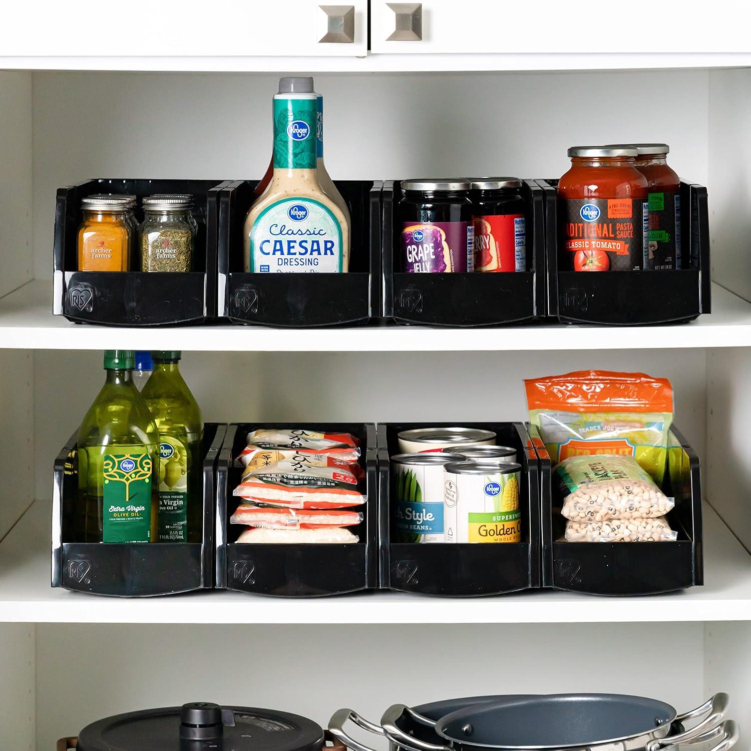 imageIRIS USA Extra Small Stackable Storage Bins 15Pack 55 x 45 x 3 inch Made in USA Plastic Open Front Shelf Bin for Organizing Parts Hardware Tools Supplies Garage Shelf Pantry  BlackLarge