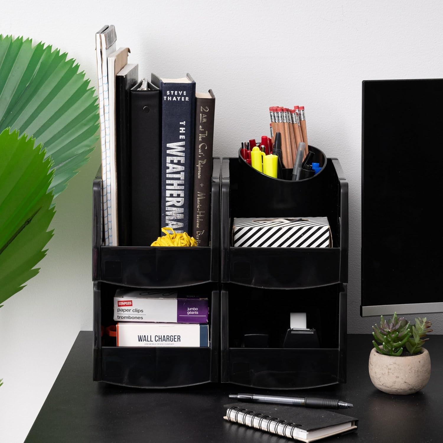 imageIRIS USA Extra Small Stackable Storage Bins 15Pack 55 x 45 x 3 inch Made in USA Plastic Open Front Shelf Bin for Organizing Parts Hardware Tools Supplies Garage Shelf Pantry  BlackMedium