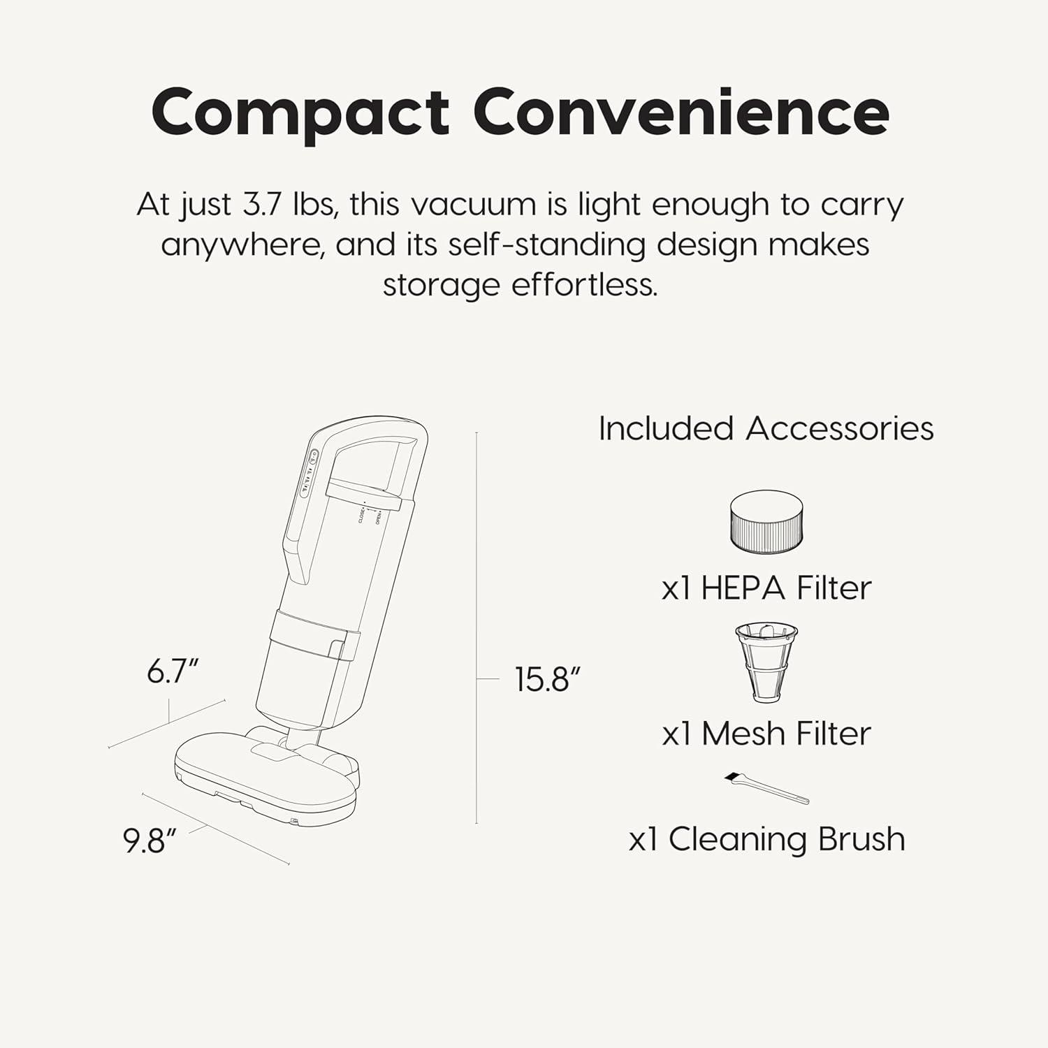 imageIRIS USA Handheld Corded Mattress Vacuum Cleaner Dust Sensor 120V Pet Hair Remover 6500 BPM Agitator Cyclonic HEPA Filter Sofas and Upholstery WhiteHandheld Mattress Vacuum