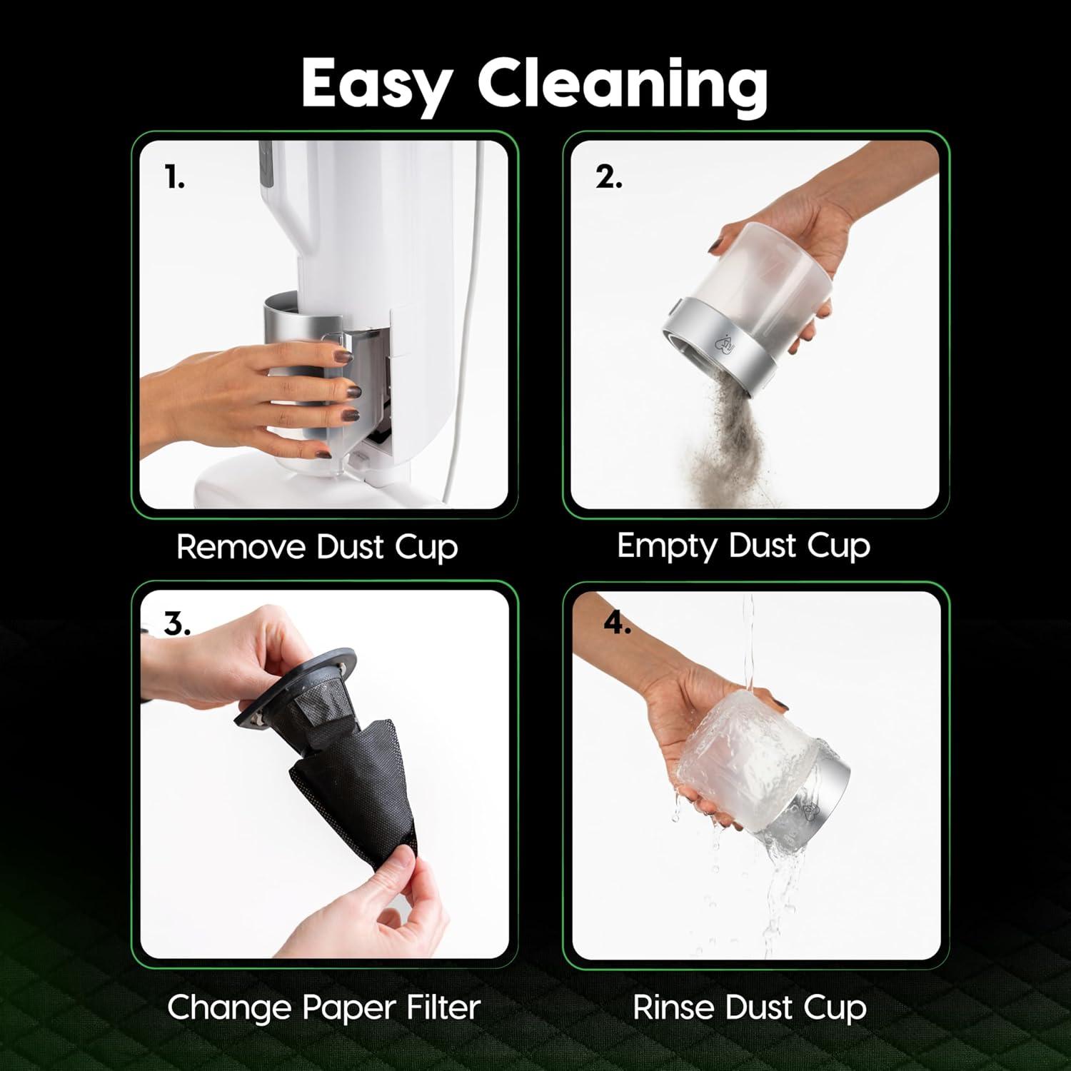 imageIRIS USA Handheld Corded Mattress Vacuum Cleaner Dust Sensor 120V Pet Hair Remover 6500 BPM Agitator Cyclonic HEPA Filter Sofas and Upholstery WhiteHandheld Mattress Vacuum