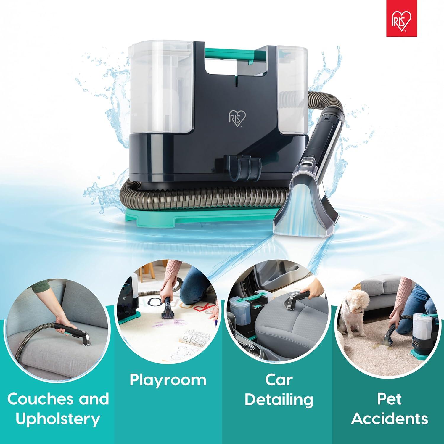 imageIRIS USA Handheld Corded Mattress Vacuum Cleaner Dust Sensor 120V Pet Hair Remover 6500 BPM Agitator Cyclonic HEPA Filter Sofas and Upholstery WhitePortable Spot Cleaner