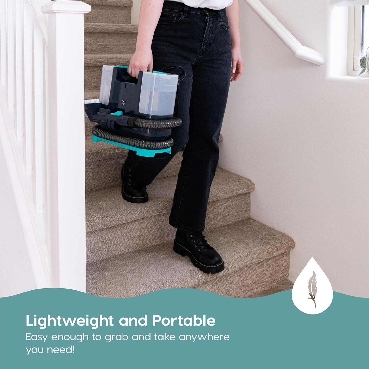 imageIRIS USA Handheld Corded Mattress Vacuum Cleaner Dust Sensor 120V Pet Hair Remover 6500 BPM Agitator Cyclonic HEPA Filter Sofas and Upholstery WhitePortable Spot Cleaner