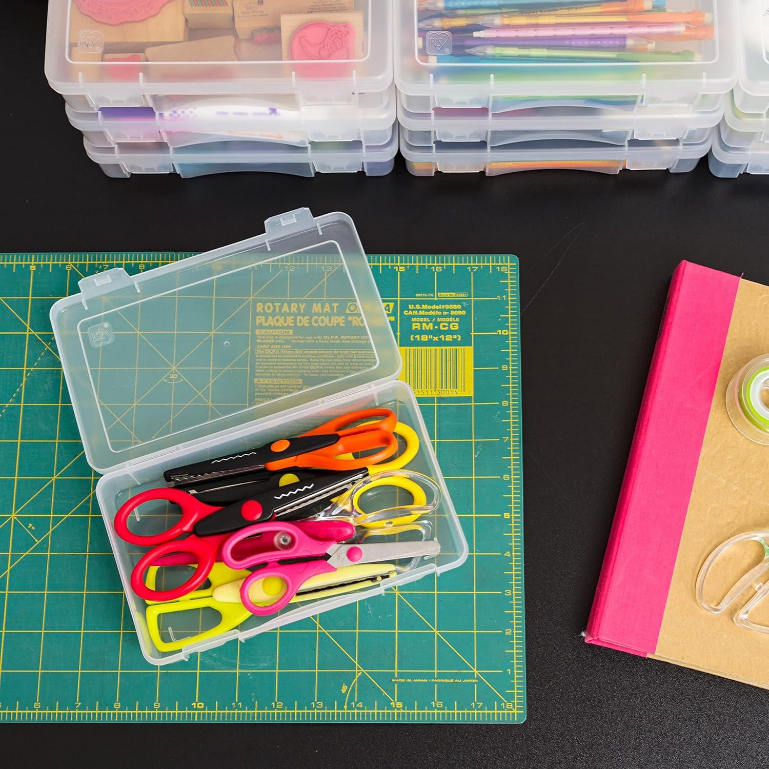 imageIRIS USA Pencil Case Plastic Pouch Box Storage Organizer for Beads Pens and Art Supplies 6Pack Stackable Container with Snap Lid for Jewelry Stickers and Tackle Box Clear MediumMedium  10 Pack