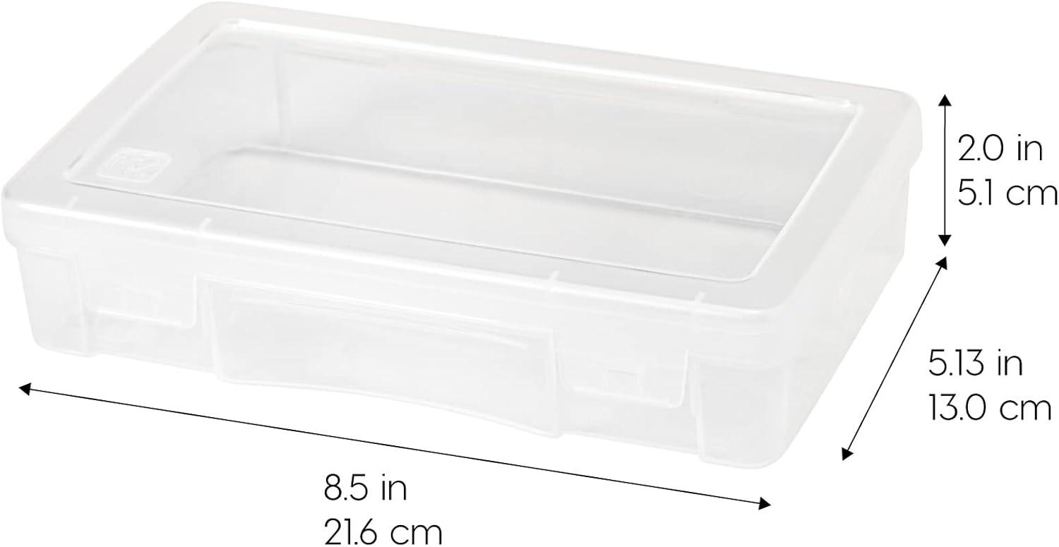 imageIRIS USA Pencil Case Plastic Pouch Box Storage Organizer for Beads Pens and Art Supplies 6Pack Stackable Container with Snap Lid for Jewelry Stickers and Tackle Box Clear MediumMedium  10 Pack