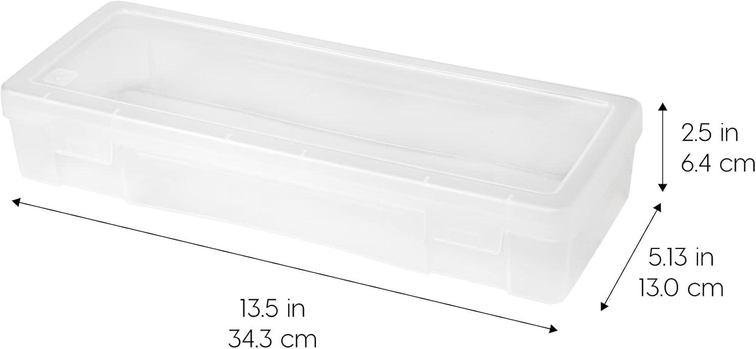 imageIRIS USA Pencil Case Plastic Pouch Box Storage Organizer for Beads Pens and Art Supplies 6Pack Stackable Container with Snap Lid for Jewelry Stickers and Tackle Box Clear MediumLarge  6 Pack
