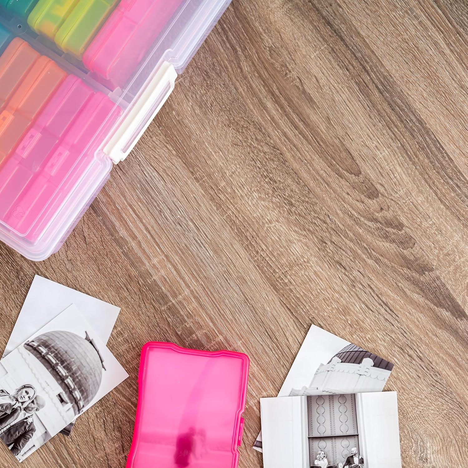 imageIRIS USA Photo Storage Case with 16 Inner 4quot x 6quot Picture Cases Opaque Picture Container with Handle for Privacy LightSensitive Organization for Scrapbooking Stationery Keepsakes Art Supplies BlackFits 4 x 6  16 Color Pack w Outer Case