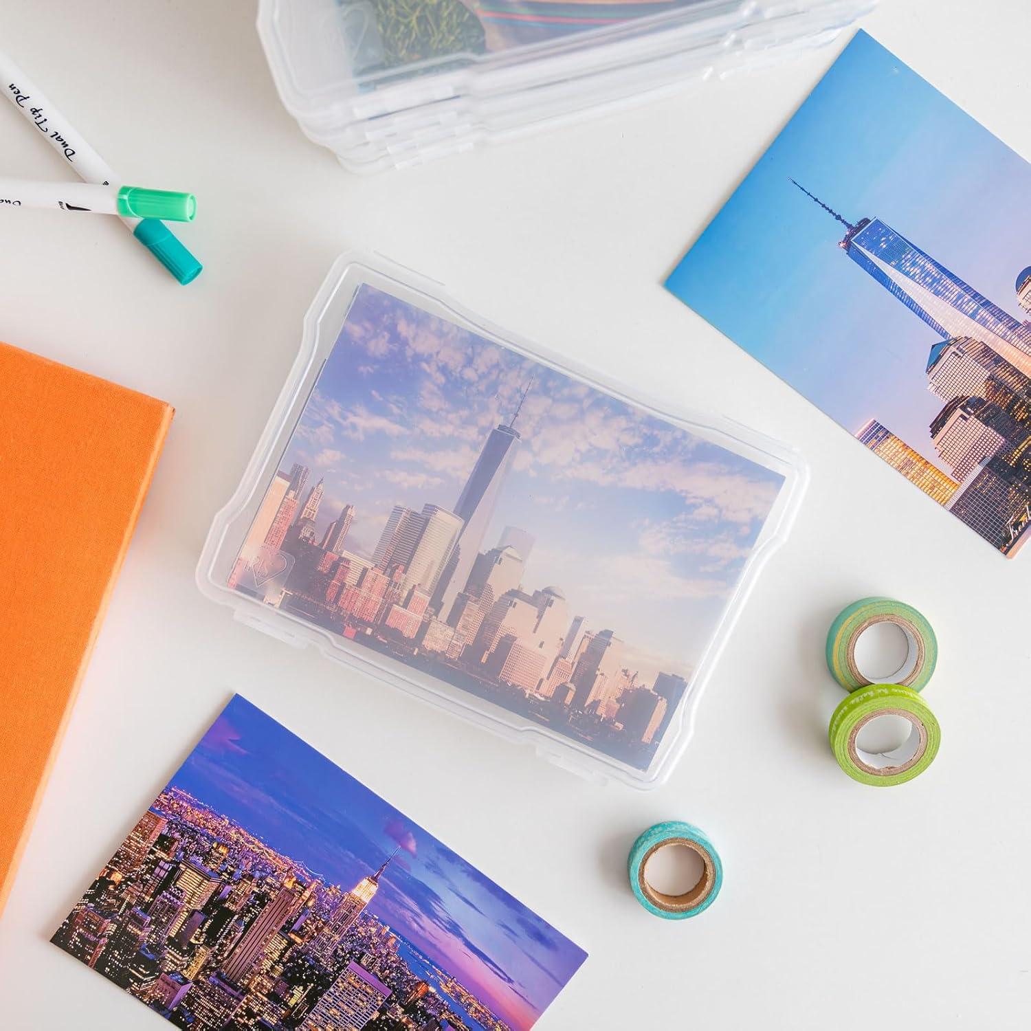 imageIRIS USA Photo Storage Case with 16 Inner 4quot x 6quot Picture Cases Opaque Picture Container with Handle for Privacy LightSensitive Organization for Scrapbooking Stationery Keepsakes Art Supplies BlackFits 5 x 7  10 Pack