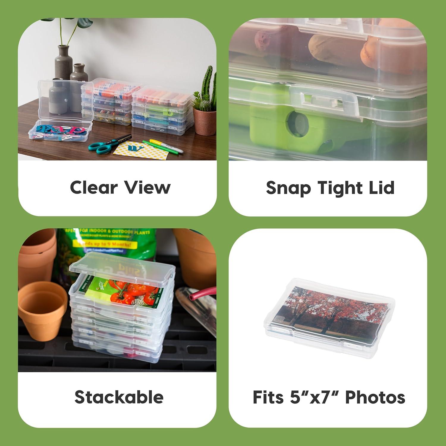 imageIRIS USA Photo Storage Case with 16 Inner 4quot x 6quot Picture Cases Opaque Picture Container with Handle for Privacy LightSensitive Organization for Scrapbooking Stationery Keepsakes Art Supplies BlackFits 5 x 7  10 Pack