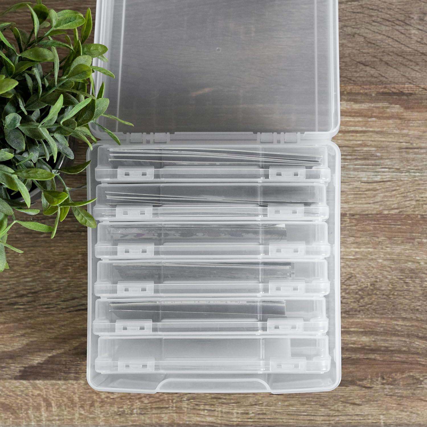 imageIRIS USA Photo Storage Case with 16 Inner 4quot x 6quot Picture Cases Opaque Picture Container with Handle for Privacy LightSensitive Organization for Scrapbooking Stationery Keepsakes Art Supplies BlackFits 5 x 7  6 Pack with Outer Case