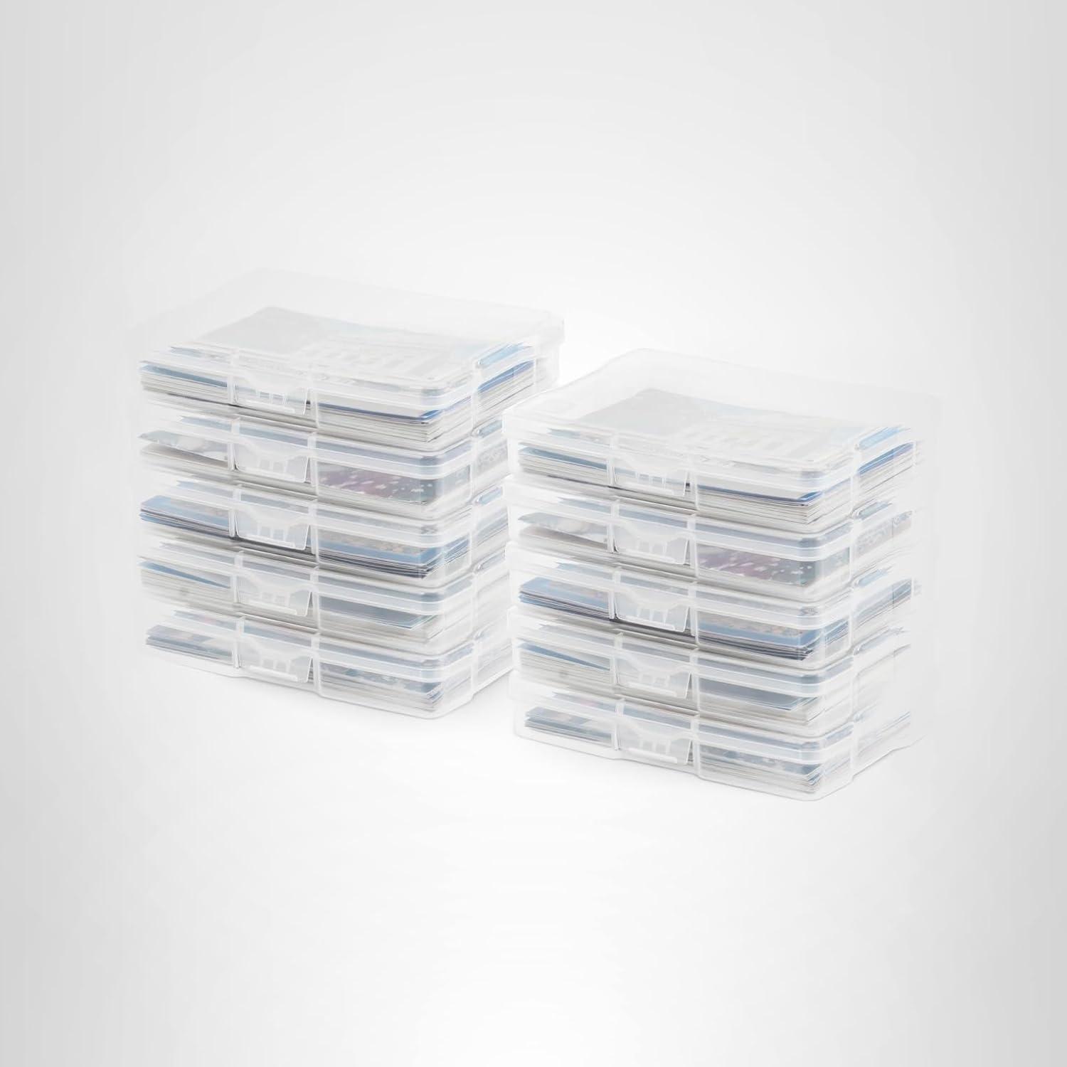 imageIRIS USA Photo Storage Case with 16 Inner 4quot x 6quot Picture Cases Opaque Picture Container with Handle for Privacy LightSensitive Organization for Scrapbooking Stationery Keepsakes Art Supplies BlackFits 4 x 6  10 Pack