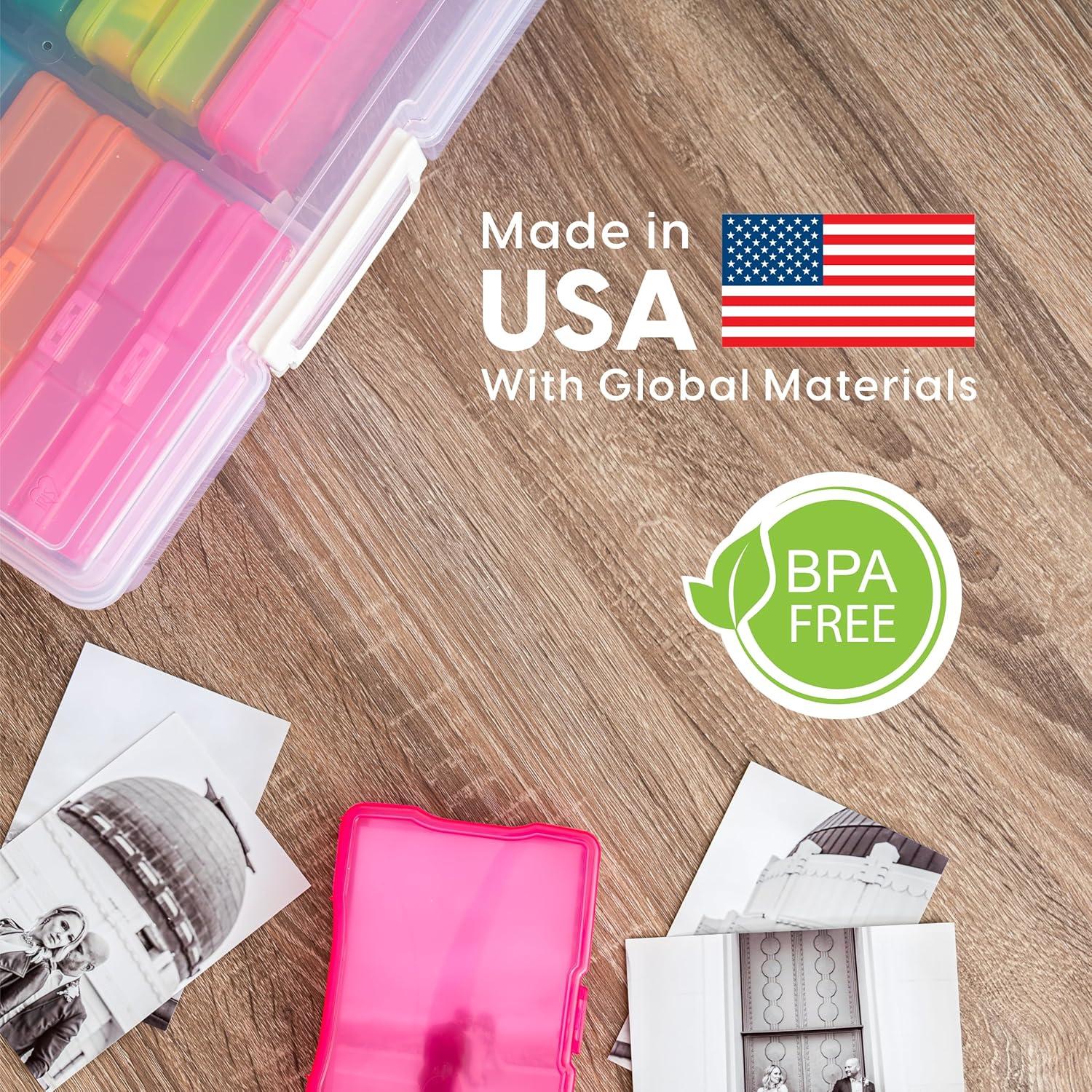 imageIRIS USA Photo Storage Case with 16 Inner 4quot x 6quot Picture Cases Opaque Picture Container with Handle for Privacy LightSensitive Organization for Scrapbooking Stationery Keepsakes Art Supplies BlackFits 4 x 6  16 Color Pack w Outer Case