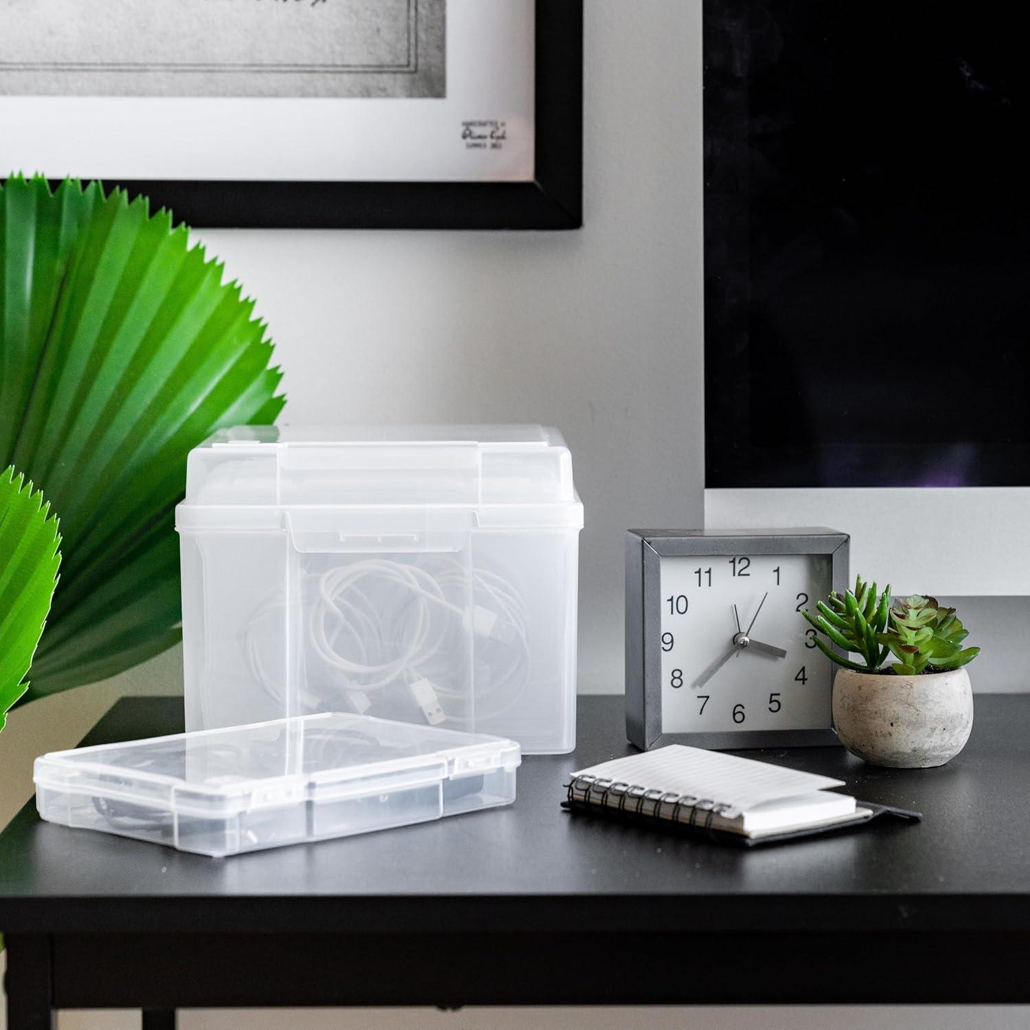 imageIRIS USA Photo Storage Case with 16 Inner 4quot x 6quot Picture Cases Opaque Picture Container with Handle for Privacy LightSensitive Organization for Scrapbooking Stationery Keepsakes Art Supplies BlackFits 5 x 7  6 Pack with Outer Case