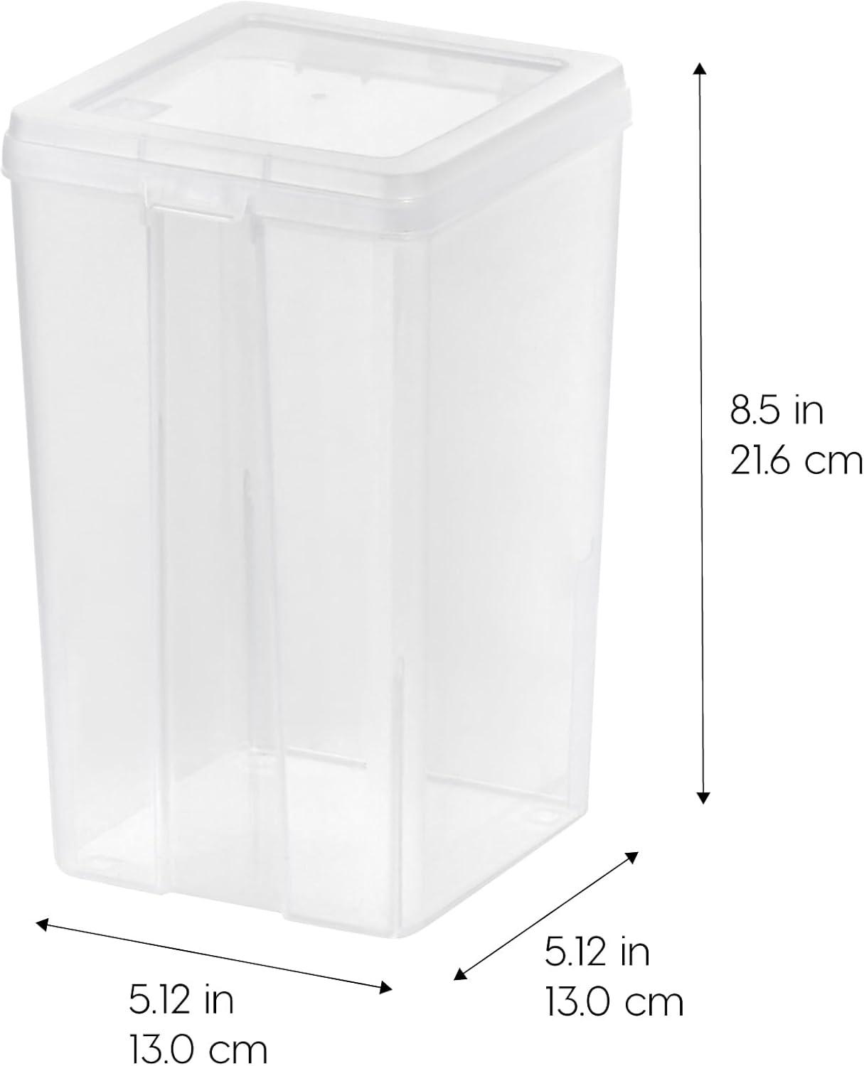 imageIRIS USA Vertical Plastic Flip Top Storage Containers Bins with Lids for Pantry Home Office Organization Large Stackable Hinged Organizer with Latches Clear 4 PackMedium  10 Pack