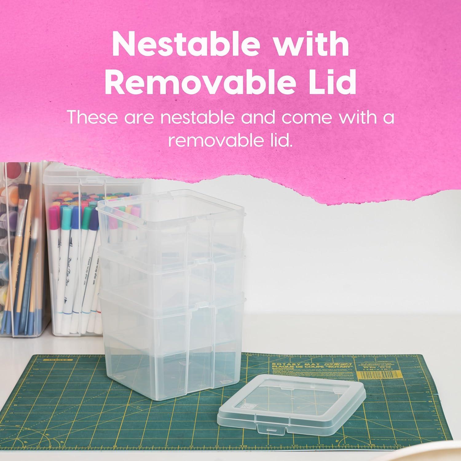 imageIRIS USA Vertical Plastic Flip Top Storage Containers Bins with Lids for Pantry Home Office Organization Large Stackable Hinged Organizer with Latches Clear 4 PackMedium  10 Pack