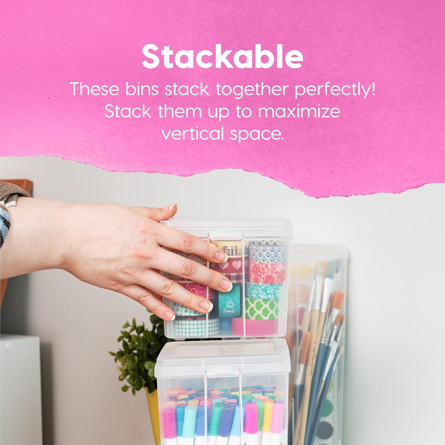 imageIRIS USA Vertical Plastic Flip Top Storage Containers Bins with Lids for Pantry Home Office Organization Large Stackable Hinged Organizer with Latches Clear 4 PackMedium  10 Pack